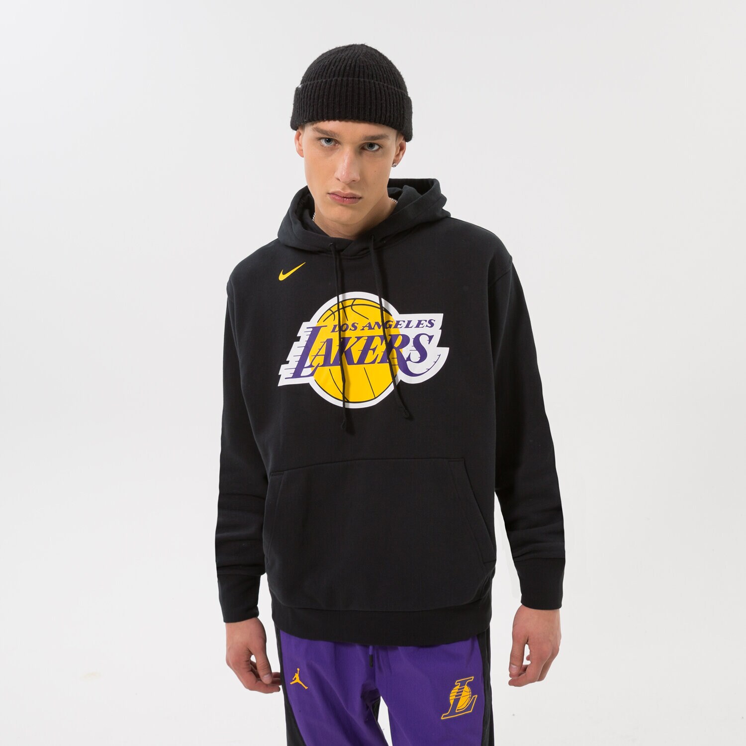pánská mikina NIKE MIKINA S KAPUCÍ LAL M NK FLC PO ESSNTL NBA DN4709-010 ČERNÁ