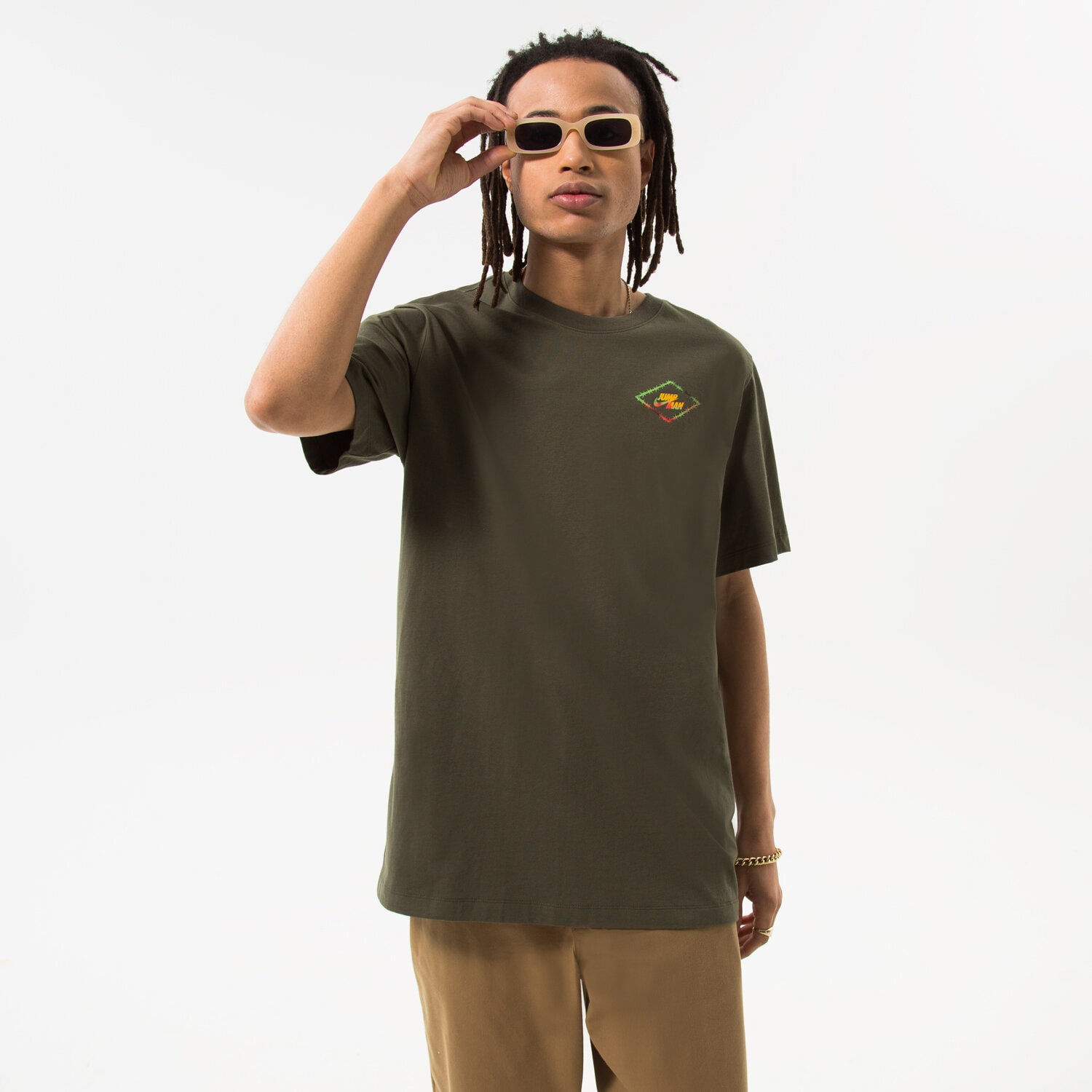 pánské tričko JORDAN TRIČKO M J FLT MVP HBR SS CREW DV1443-325 KHAKI