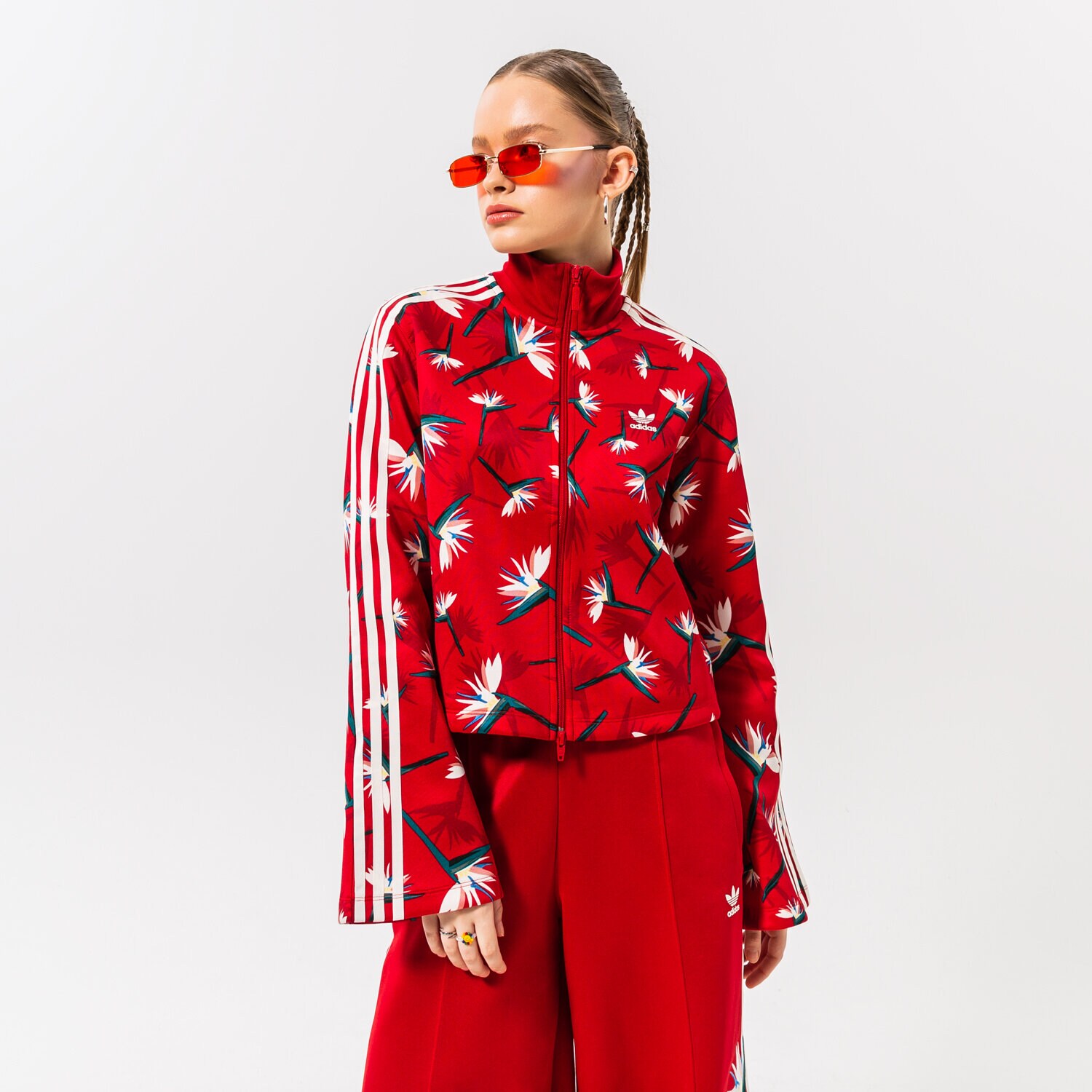 Přechodná bunda dámská (podzimní, jarní) ADIDAS BUNDA PŘECHODNÁ BECKENBAUER JKT HK5218 ČERVENÁ