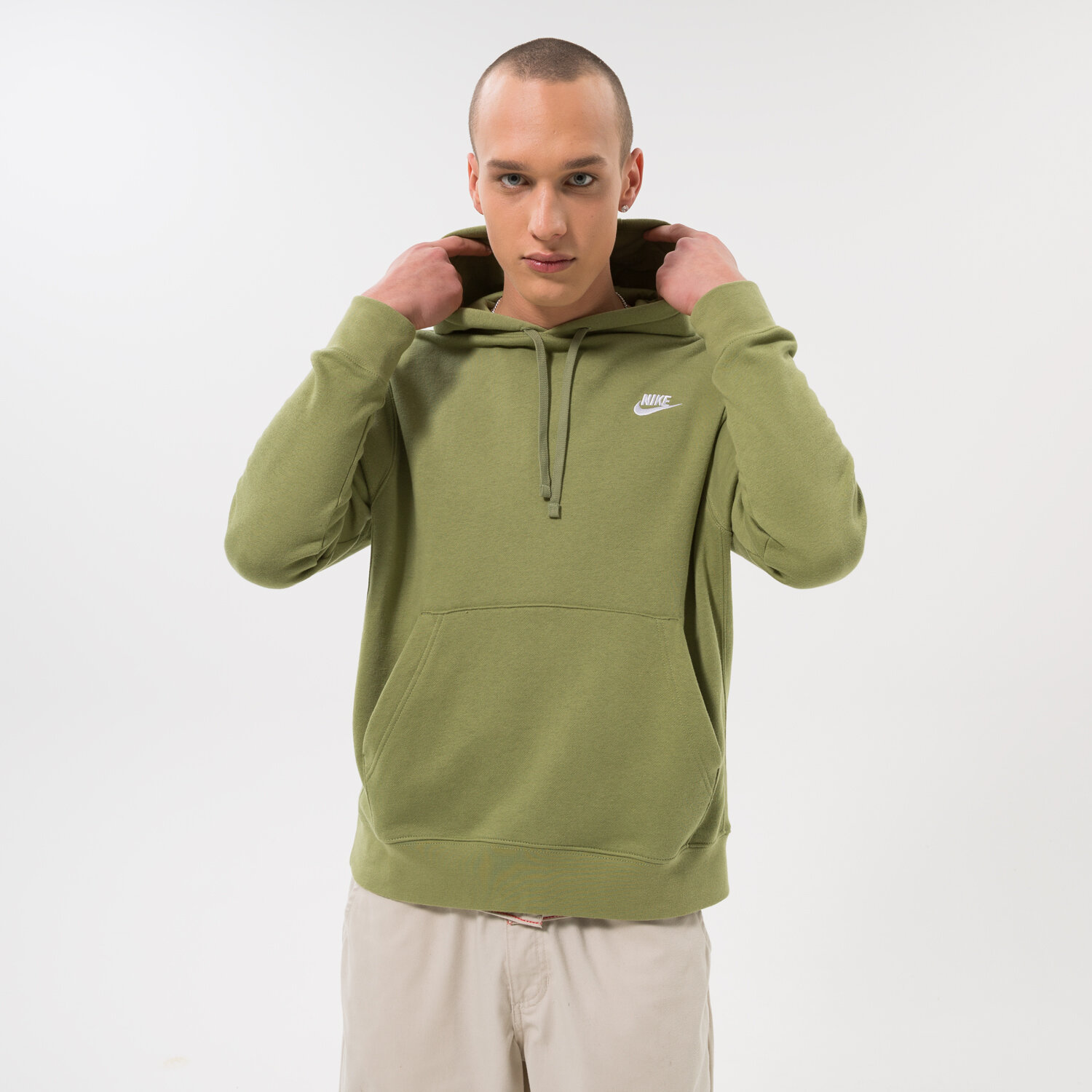 pánská mikina NIKE MIKINA S KAPUCÍ SPORTSWEAR CLUB FLEECE BV2654-334 KHAKI