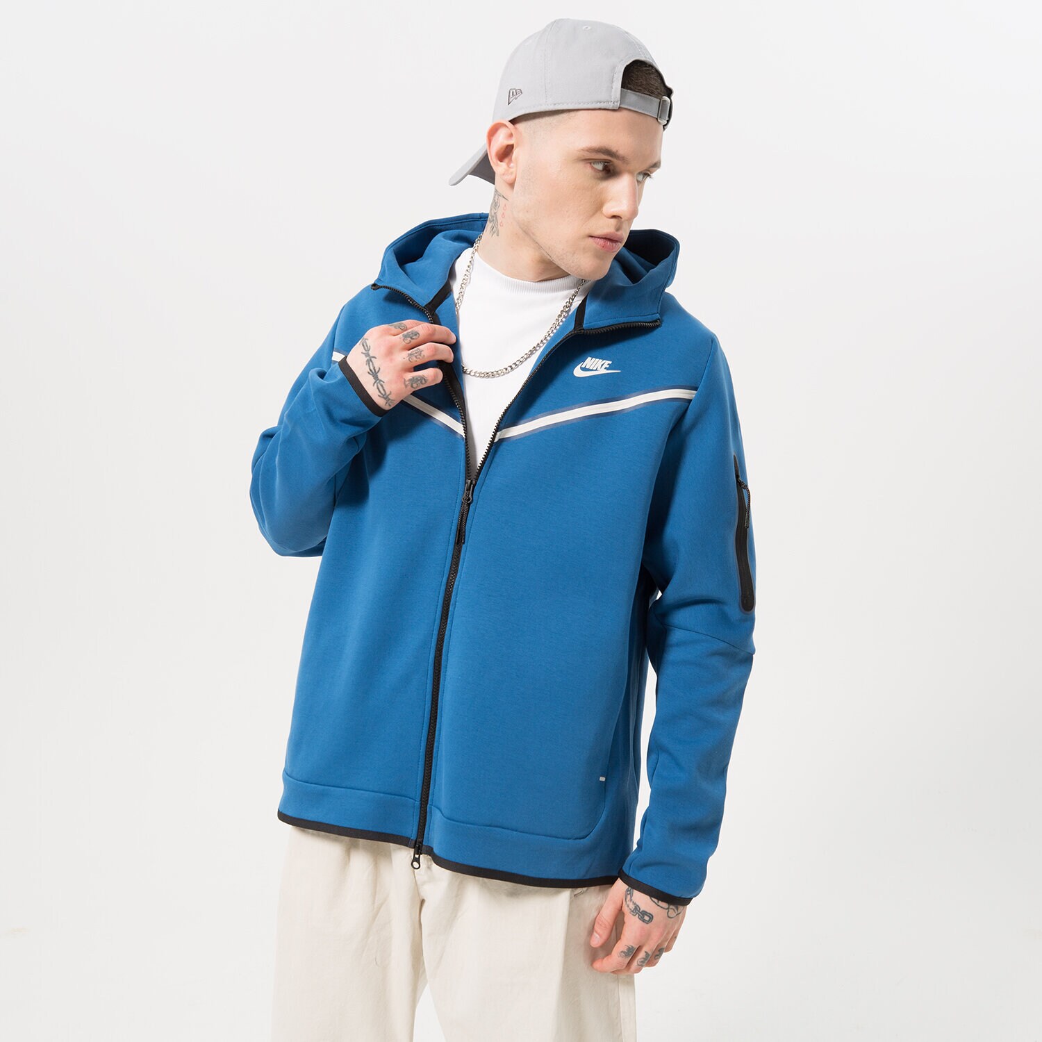 pánská mikina NIKE MIKINA ROZEPÍNACÍ S KAPUCÍ CU4489-407 MODRÁ