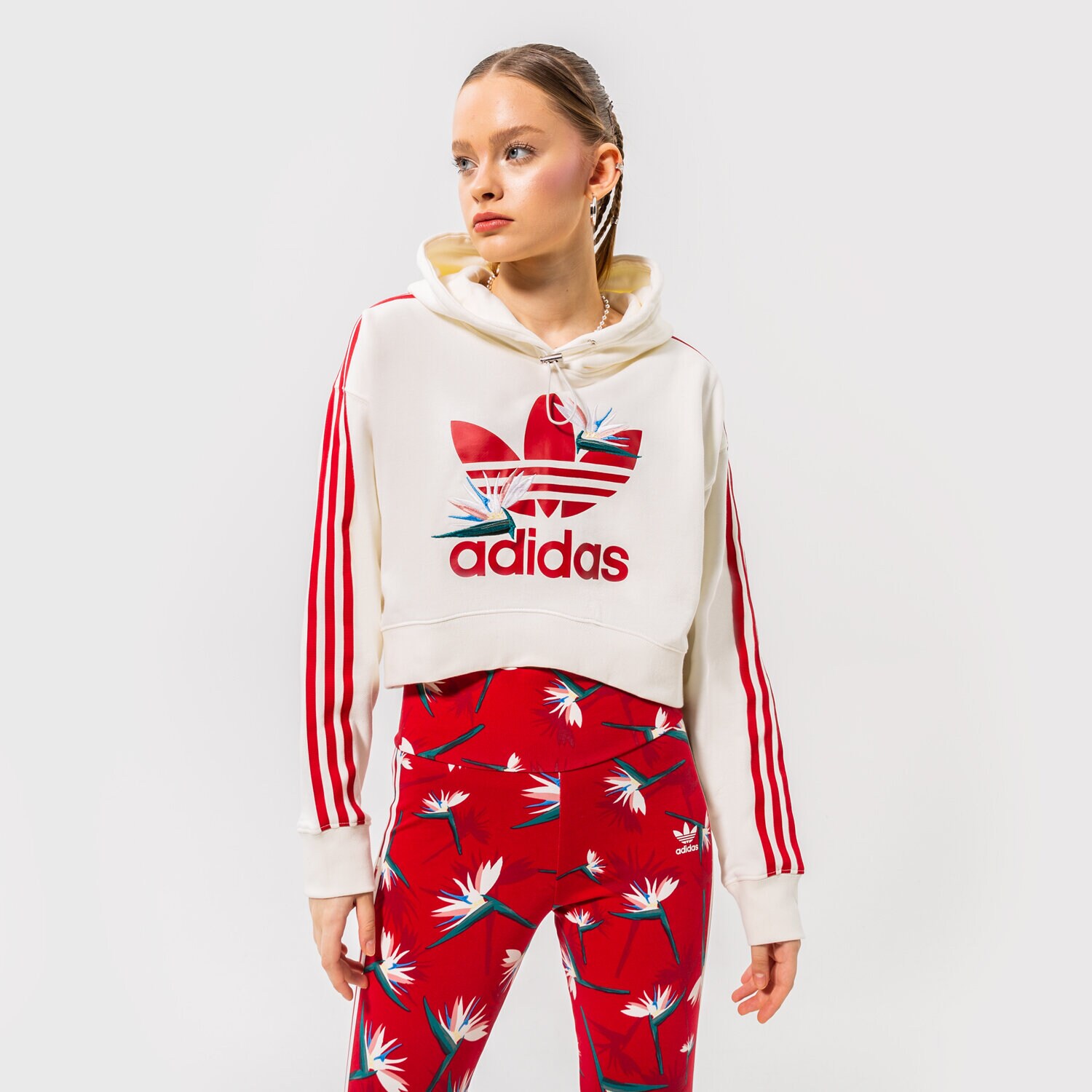 dámská mikina ADIDAS MIKINA S KAPUCÍ HOODIE HK5210 BÍLÁ