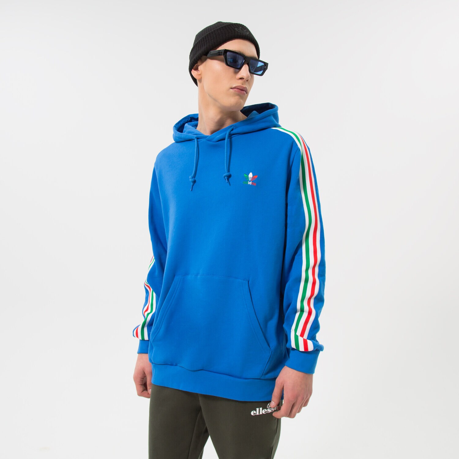 pánská mikina ADIDAS MIKINA S KAPUCÍ FB NATIONS HDY HK7399 MODRÁ