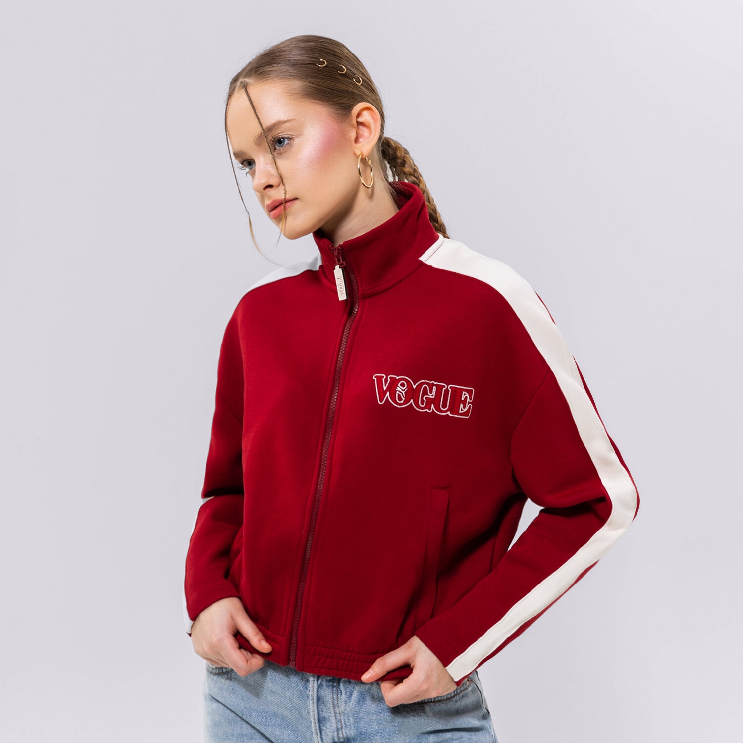 dámská zimní bunda PUMA BUNDA PUMA X VOGUE T7 CROPPED JACKET DK 536692-22 ČERVENÁ