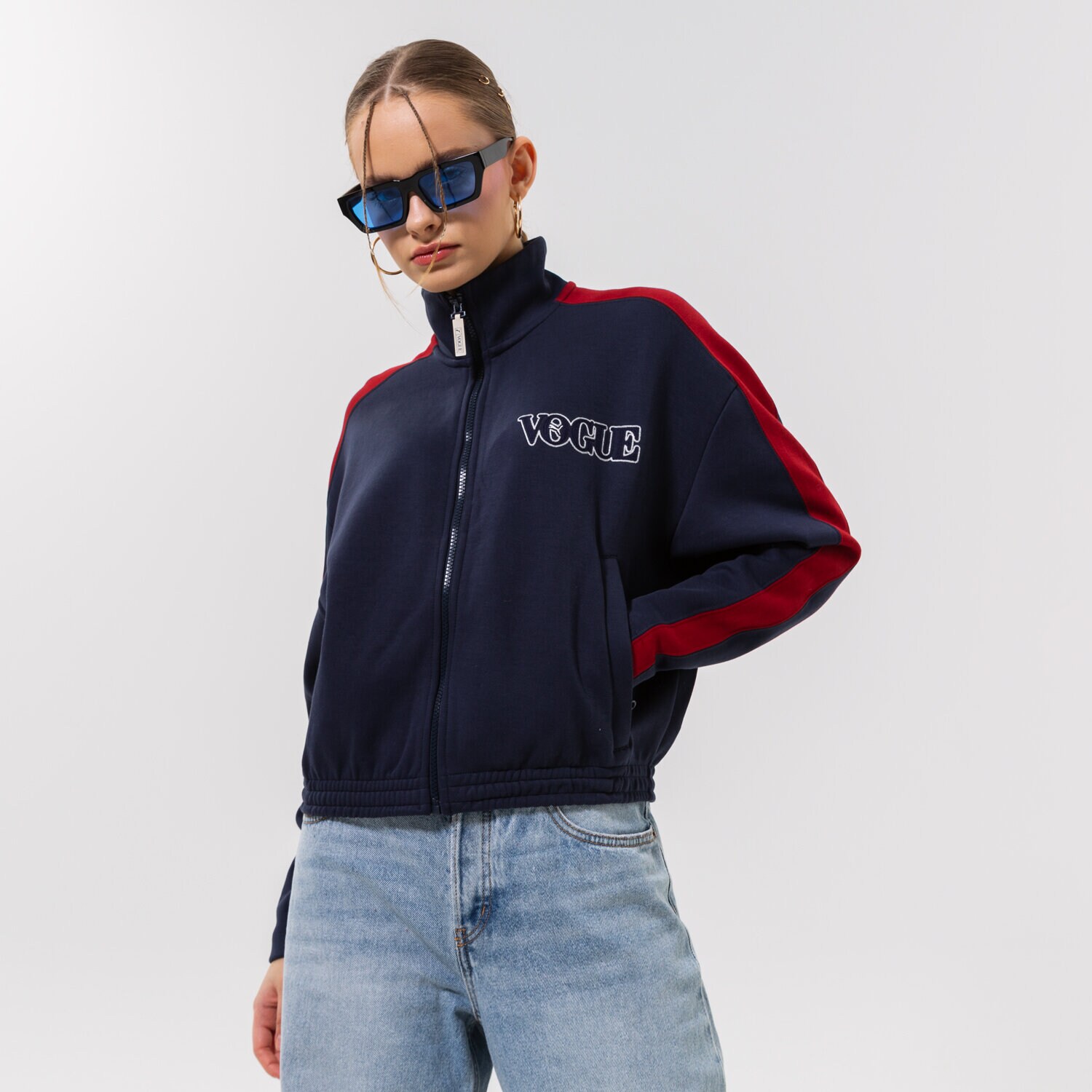 dámská zimní bunda PUMA BUNDA PUMA X VOGUE T7 CROPPED JACKET DK 536692-43 TMAVOMODRÁ