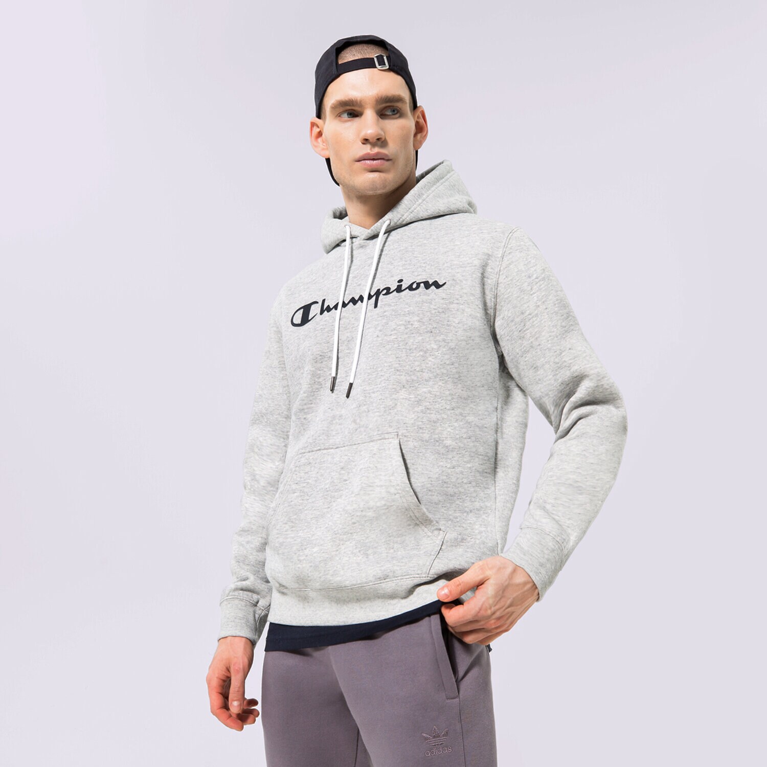 pánská mikina CHAMPION MIKINA S KAPUCÍ HOODED SWEATSHIRT 218282EM021 ŠEDÁ