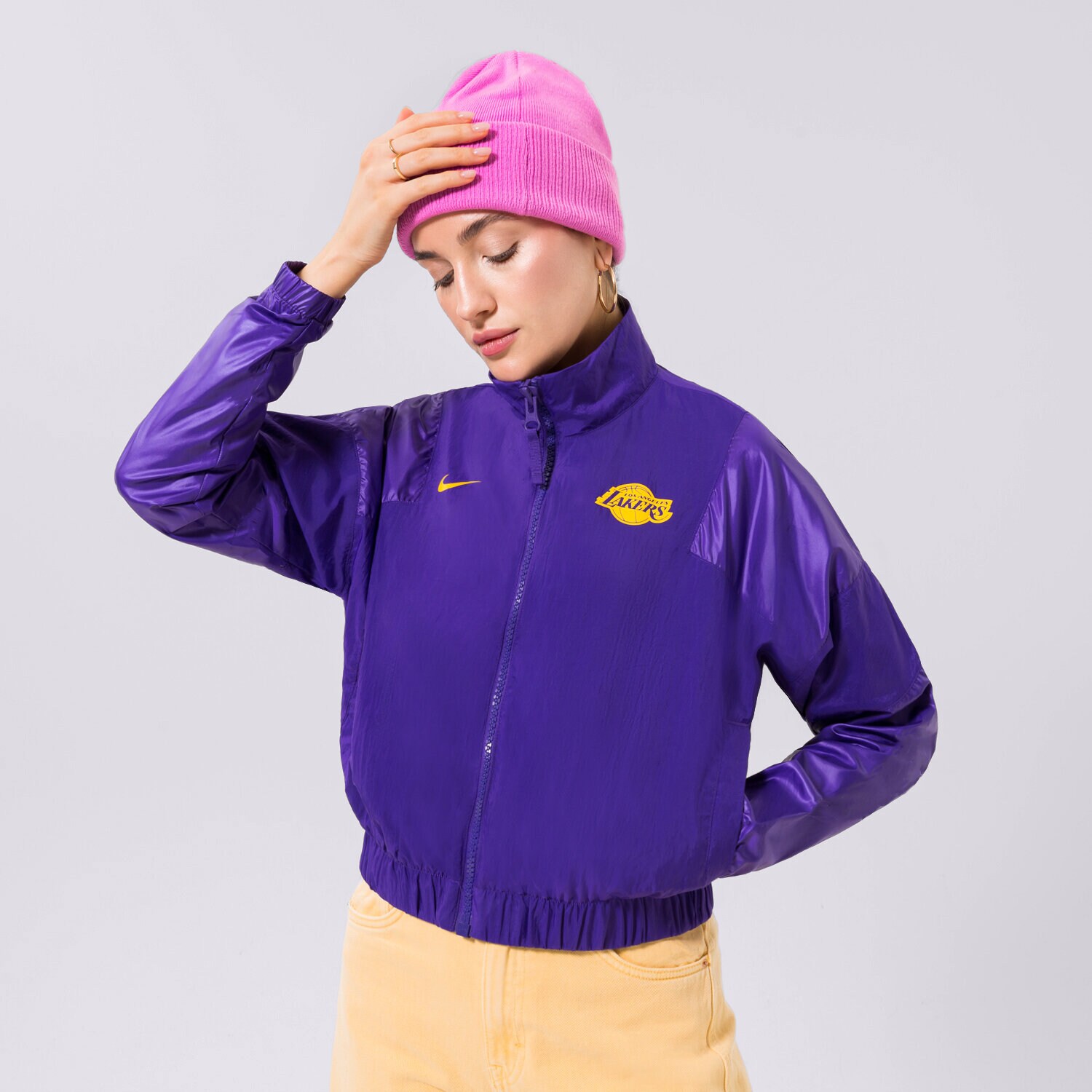 Přechodná bunda dámská (podzimní, jarní) NIKE BUNDA LAL W NK LTWT JKT CTS GX NBA DR9231-504 MODRÁ