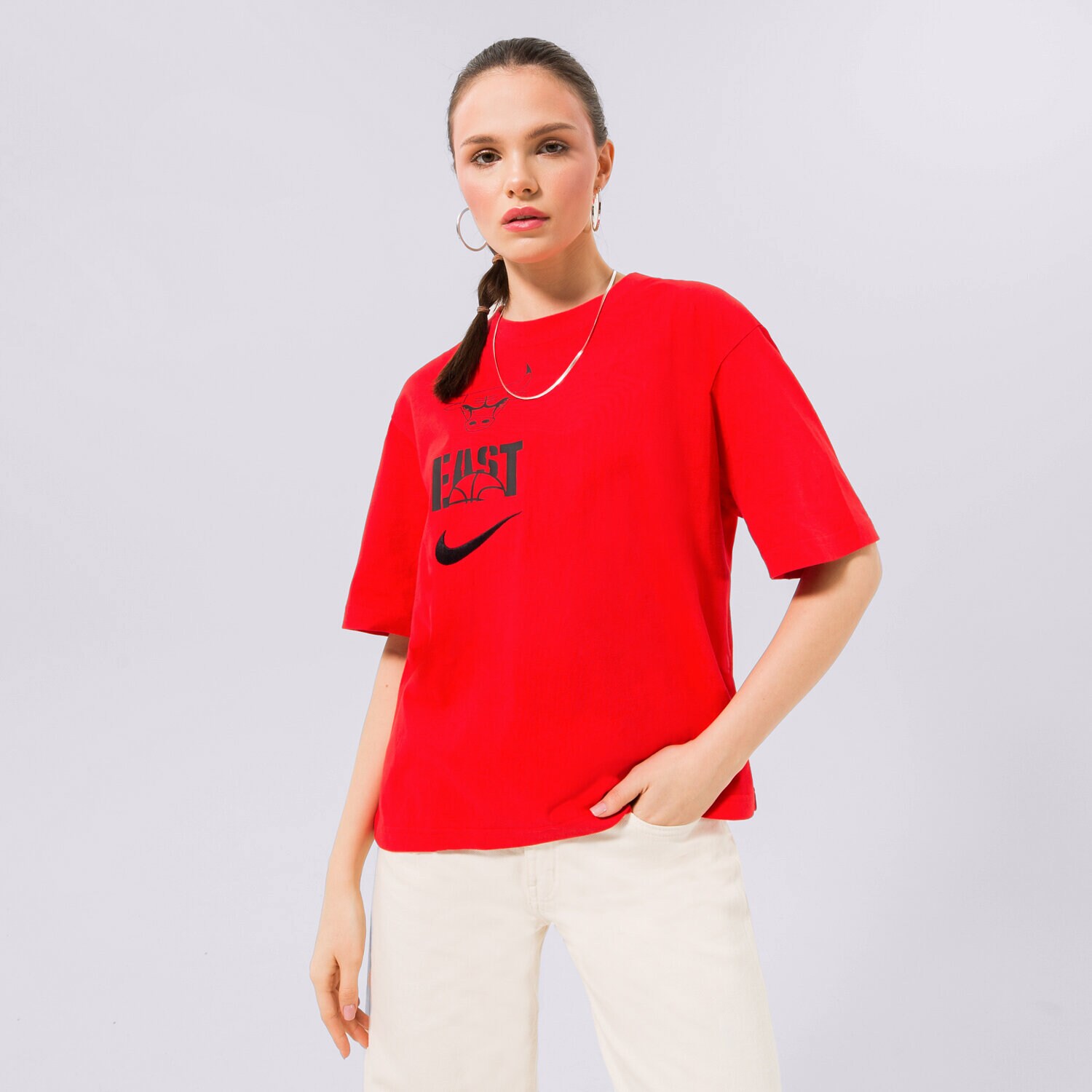 dámské tričko NIKE TRIČKO CHI W NK ES VS BOXY TEE NBA DZ0196-657 ČERVENÁ