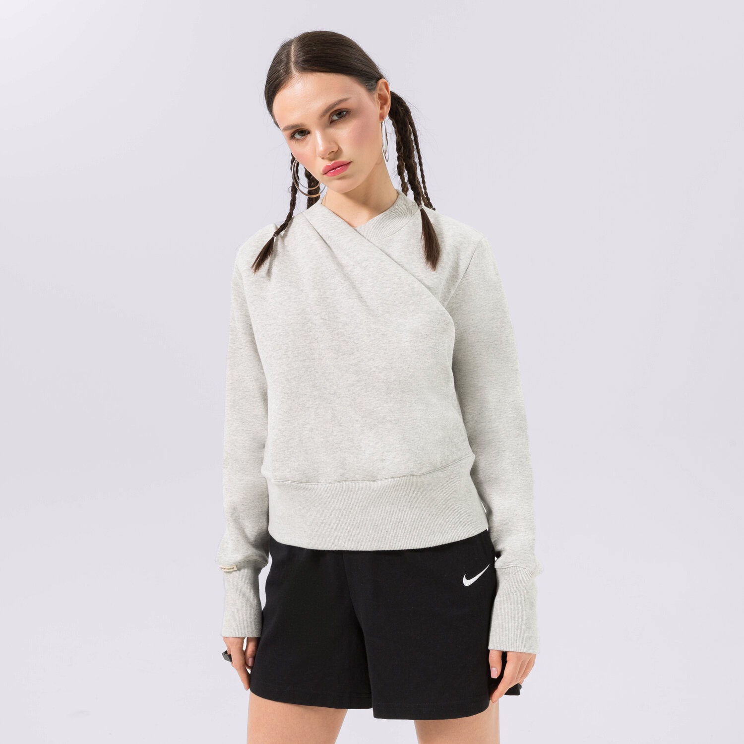 dámská mikina NIKE MIKINA W NSW DRAPE CREW SC DV8208-050 ŠEDÁ