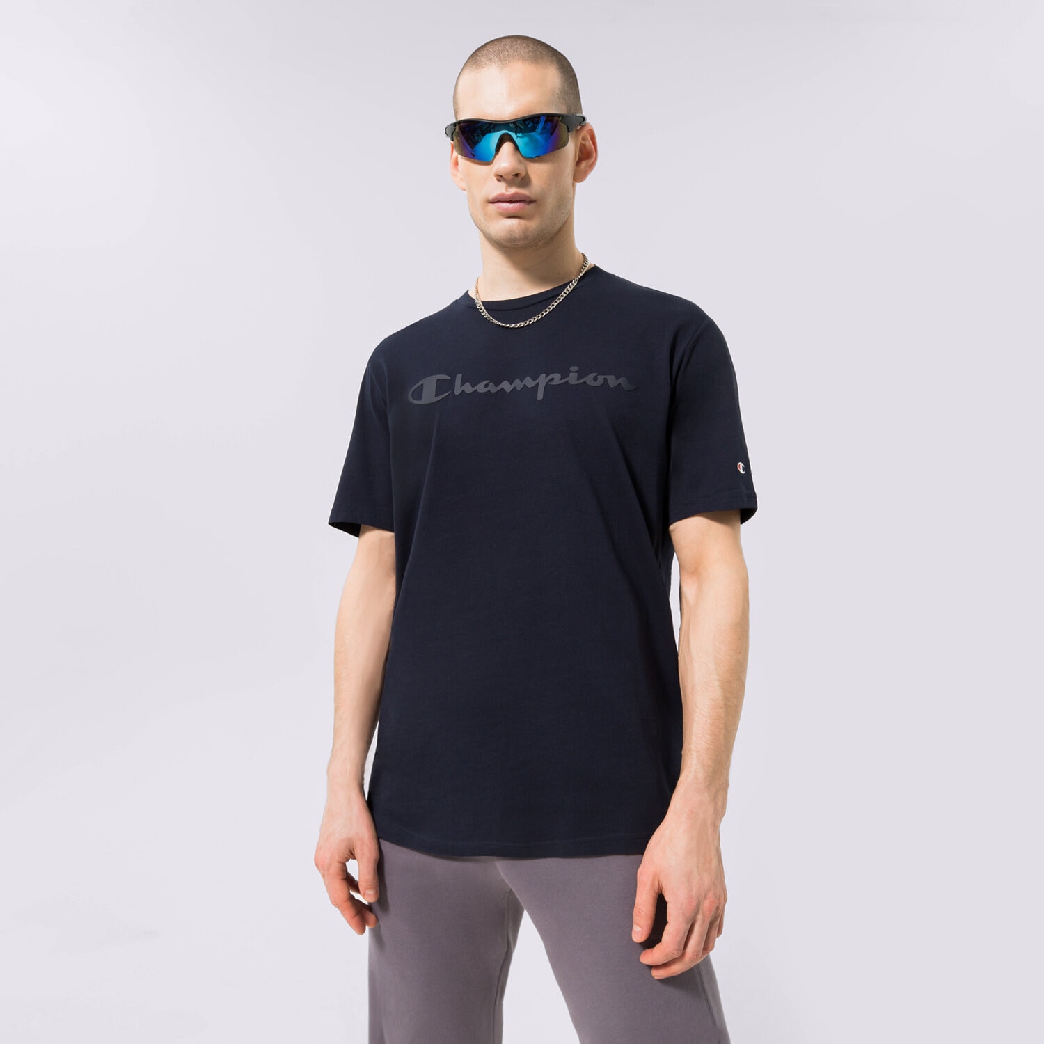 pánské tričko CHAMPION TRIČKO CREWNECK TRIČKO 218284BS517 TMAVOMODRÁ