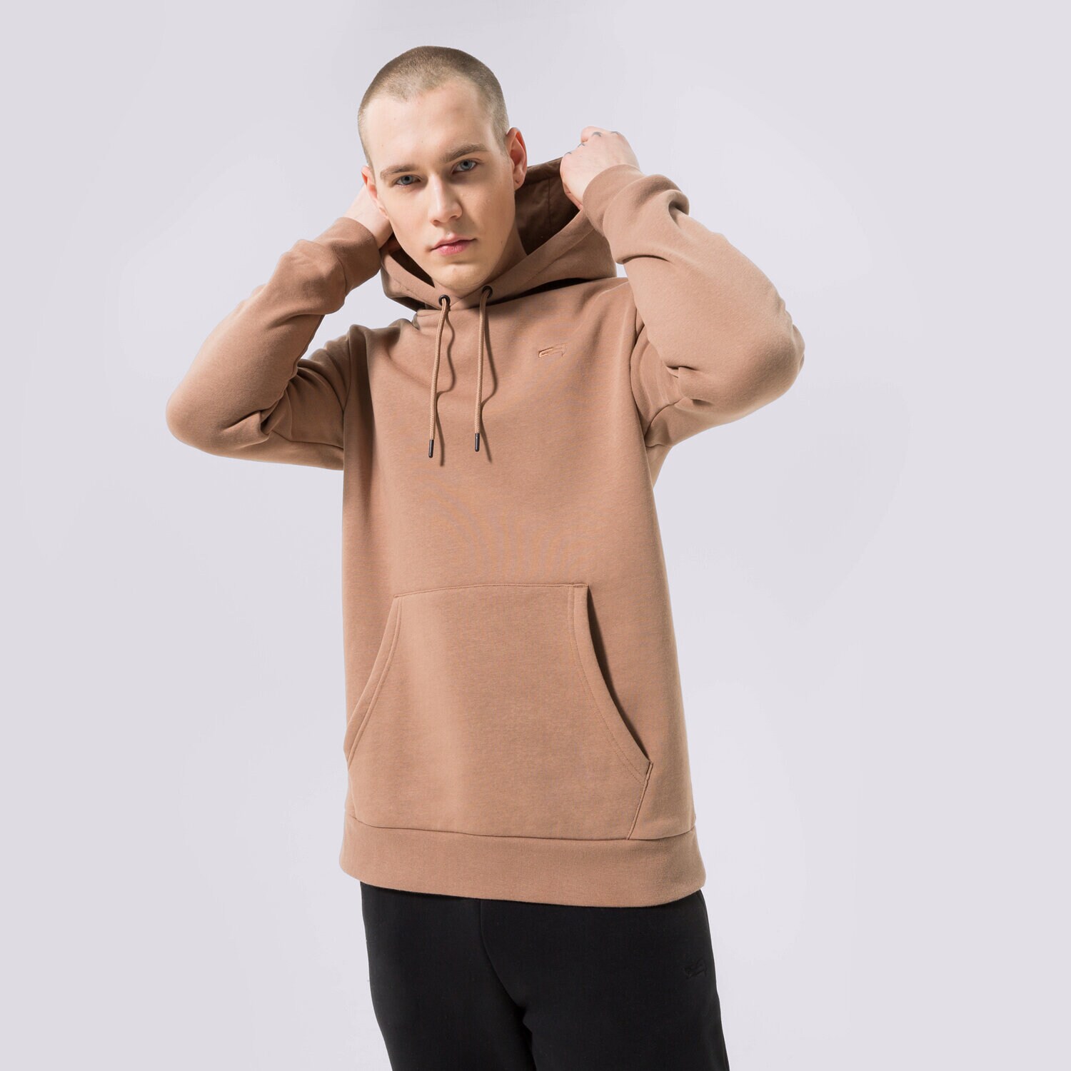 pánská mikina CONFRONT MIKINA S KAPUCÍ KHAKI CF123BLM91002 HNĚDÁ