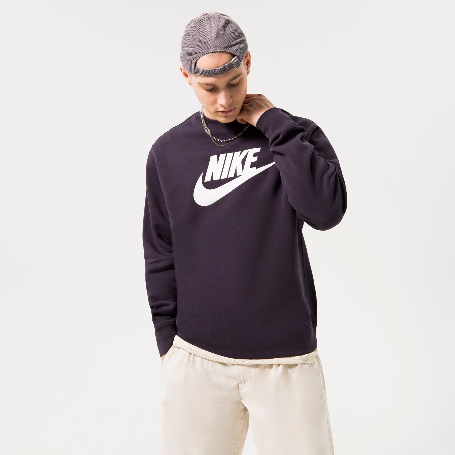 pánská mikina NIKE MIKINA SPORTSWEAR CLUB CREW DQ4912-540 TMAVOMODRÁ
