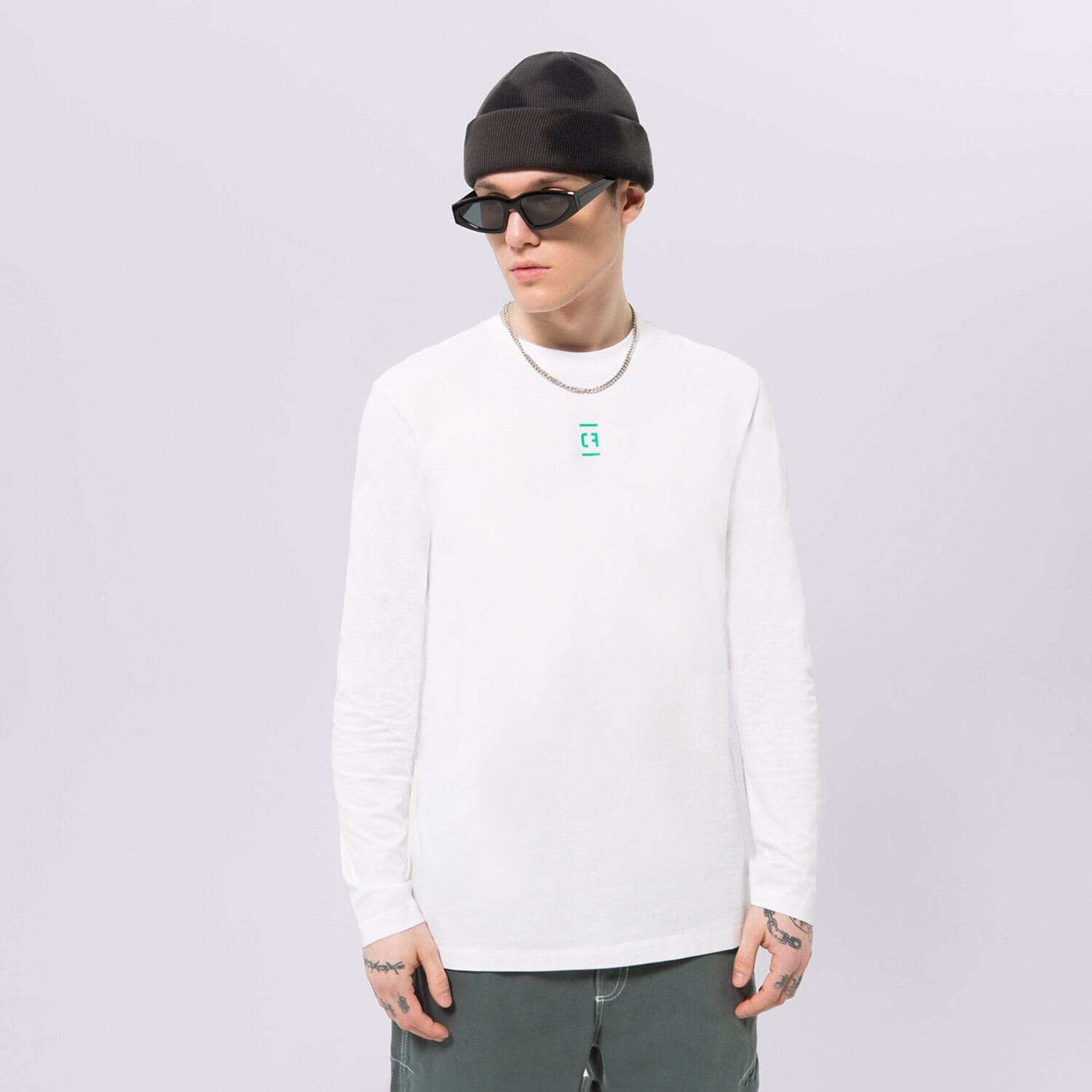 pánské tričko CONFRONT TRIČKO LONGSLEEVE WHITE CF123TLM01001 BÍLÁ
