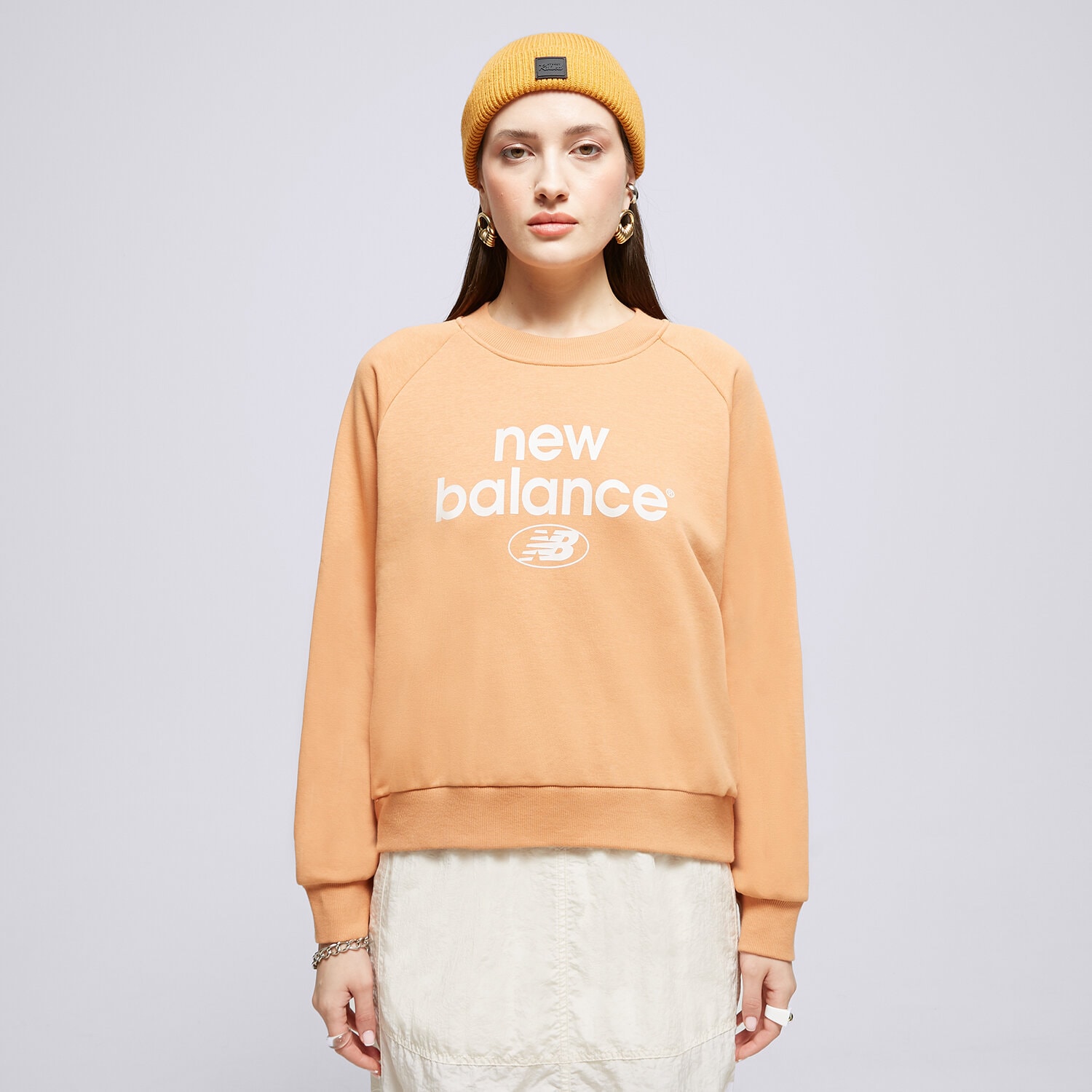 dámská mikina NEW BALANCE MIKINA NB ESSENTIALS GRAPHIC WT31508SEI ORANŽOVÁ