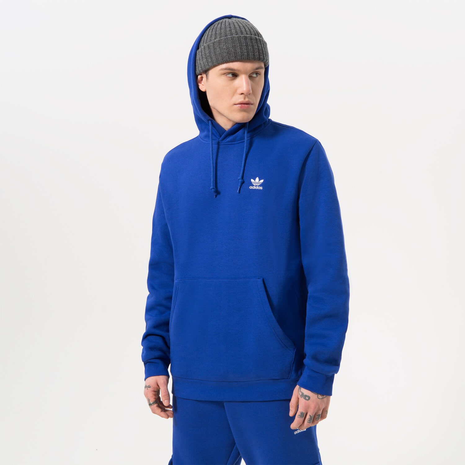 pánská mikina ADIDAS MIKINA S KAPUCÍ ESSENTIAL HOODY IA4891 MODRÁ