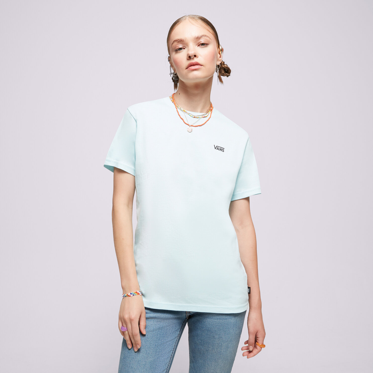 dámské tričko VANS TRIČKO LEFT CHEST LOGO TEE EM VN0A7RSRG5O MODRÁ