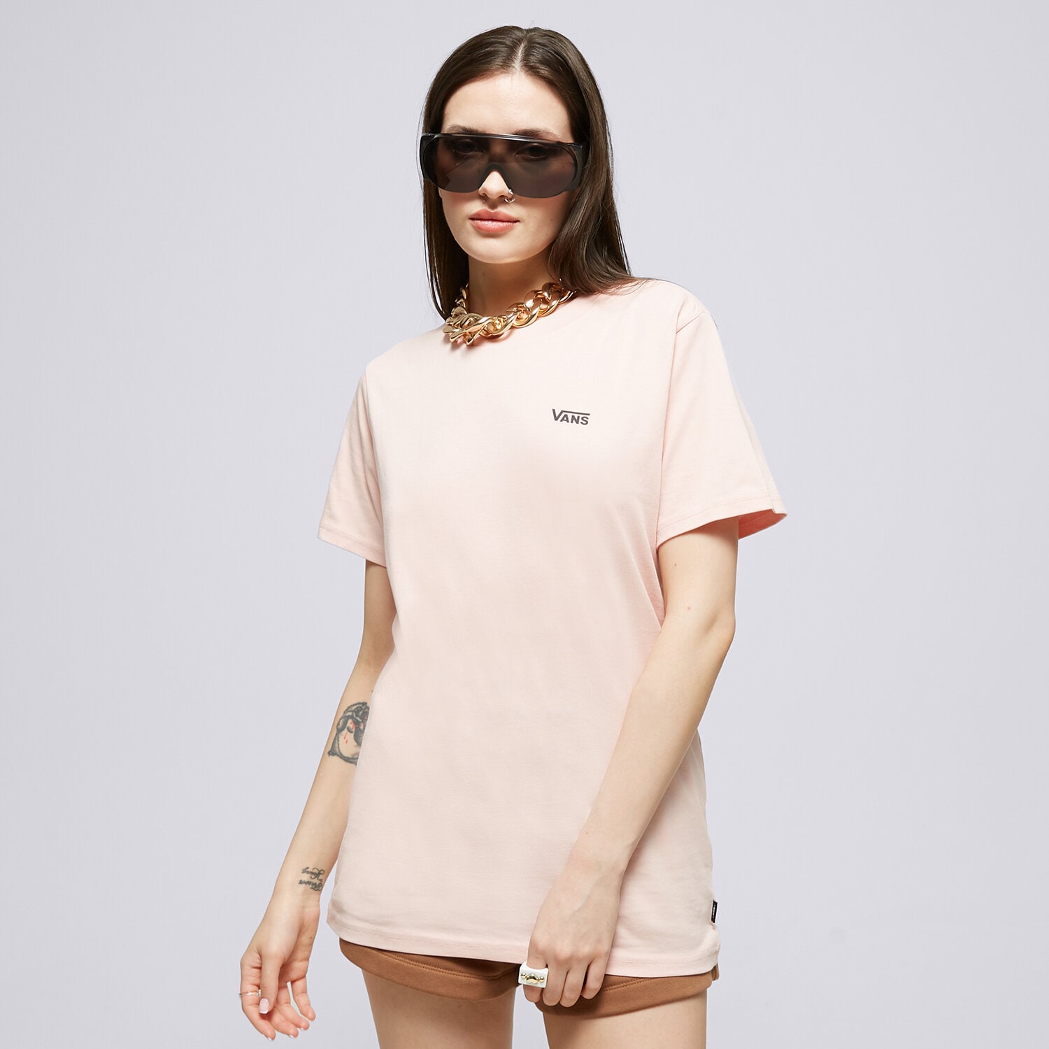 dámské tričko VANS TRIČKO LEFT CHEST LOGO TEE EM VN0A7RSRBQL RŮŽOVÁ