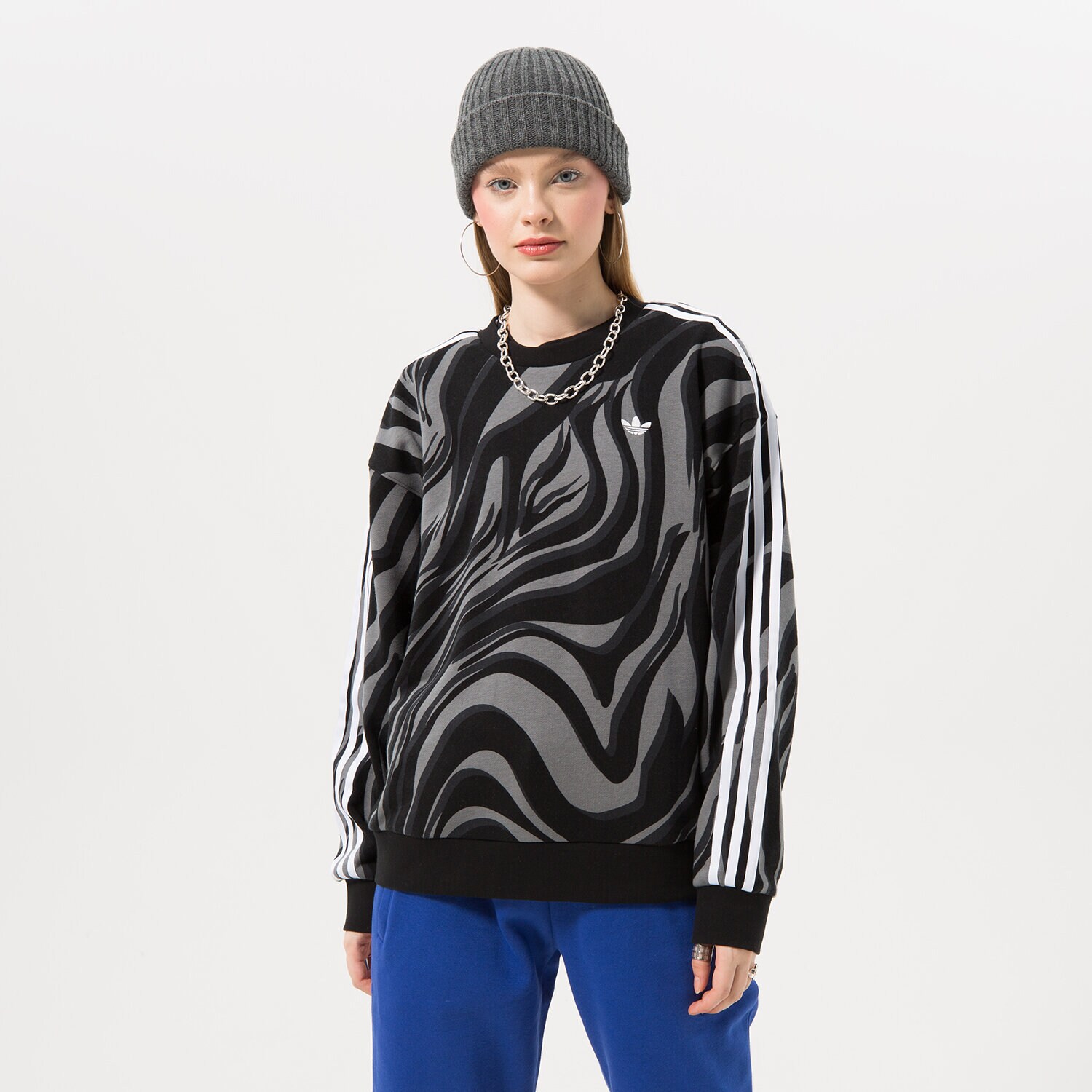 dámská mikina ADIDAS MIKINA AOP SWEATSHIRT IJ8188 ČERNÁ