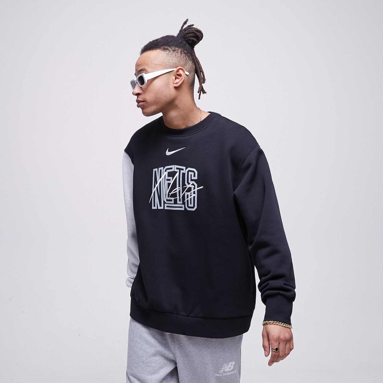 pánská mikina NIKE MIKINA BKN M NK FLC CREW CTS GX NBA DR9335-010 ČERNÁ