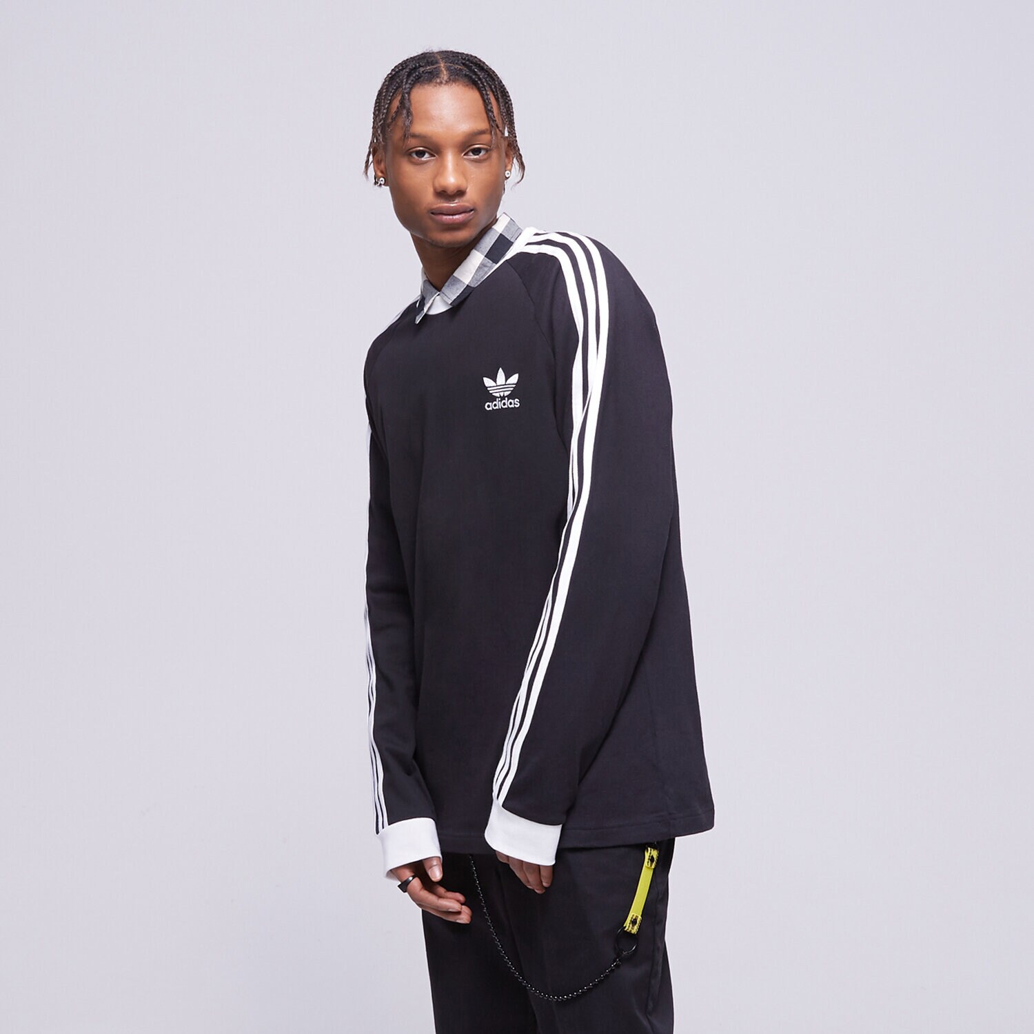 pánské tričko ADIDAS TRIČKO 3-STRIPES LS T IA4877 ČERNÁ