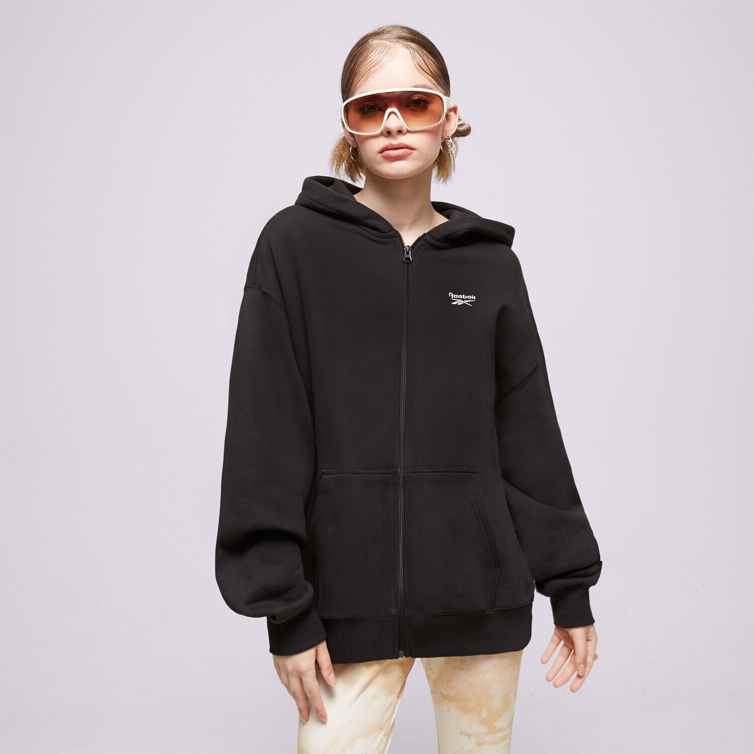 dámská mikina REEBOK MIKINA S KAPUCÍ CL AE LONG FZ HOODIE HS4717 ČERNÁ