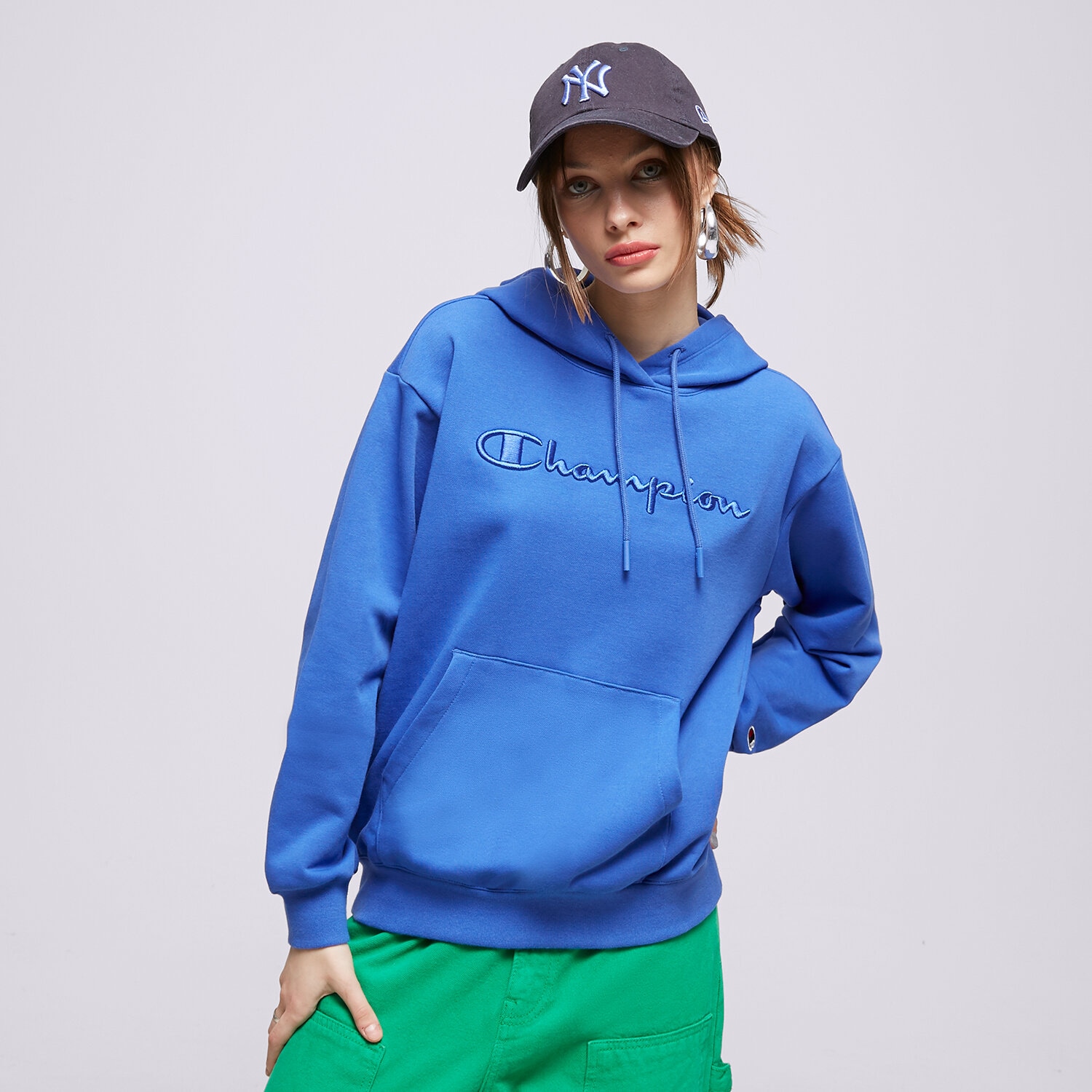 dámská mikina CHAMPION MIKINA S KAPUCÍ HOODED SWEATSHIRT 116046BS071 MODRÁ