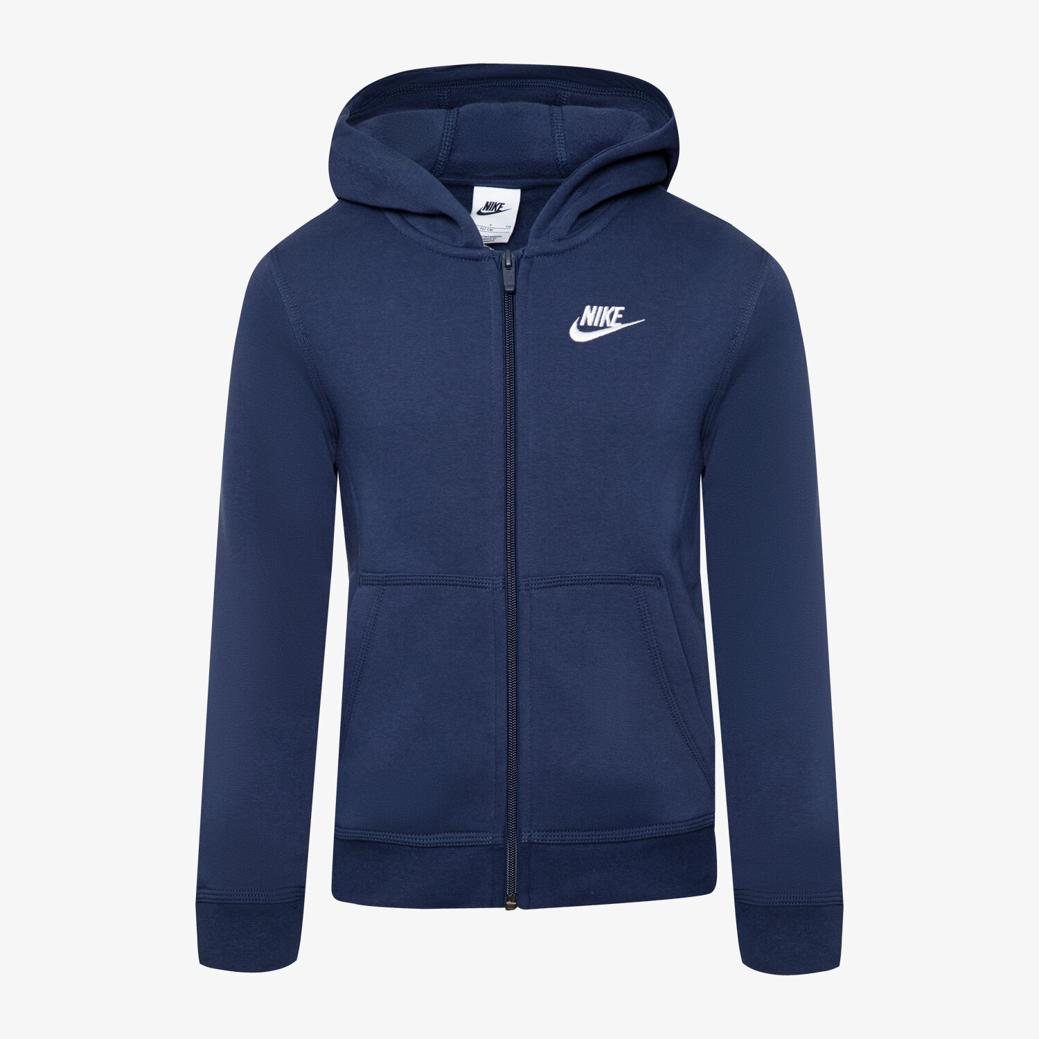 dětská mikina NIKE MIKINA ROZEPÍNACÍ S KAPUCÍ SPORTSWEAR CLUB BOY BV3699-410 TMAVOMODRÁ