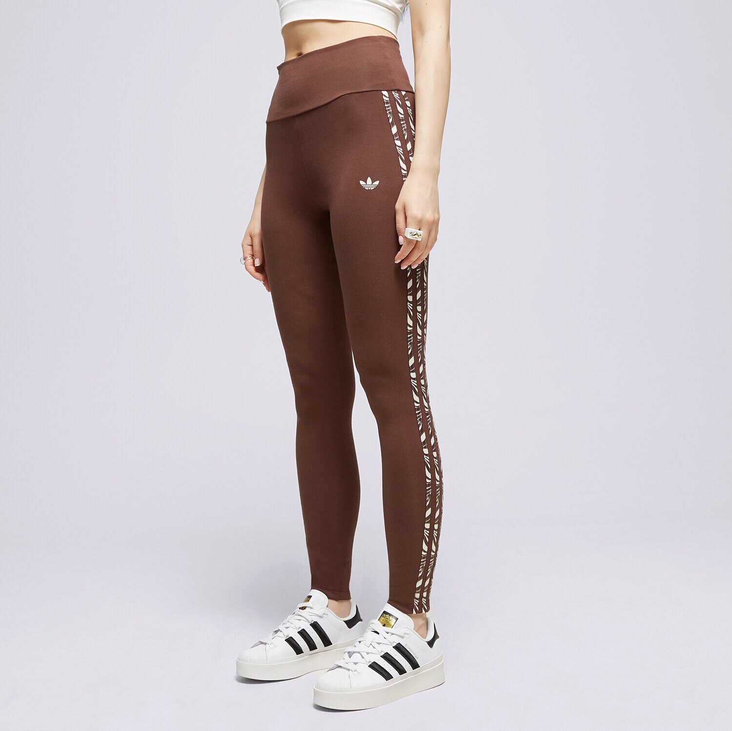dámské kalhoty ADIDAS LEGGINGS ABSTRACT ANIMAL PRINT IJ8185 HNĚDÁ