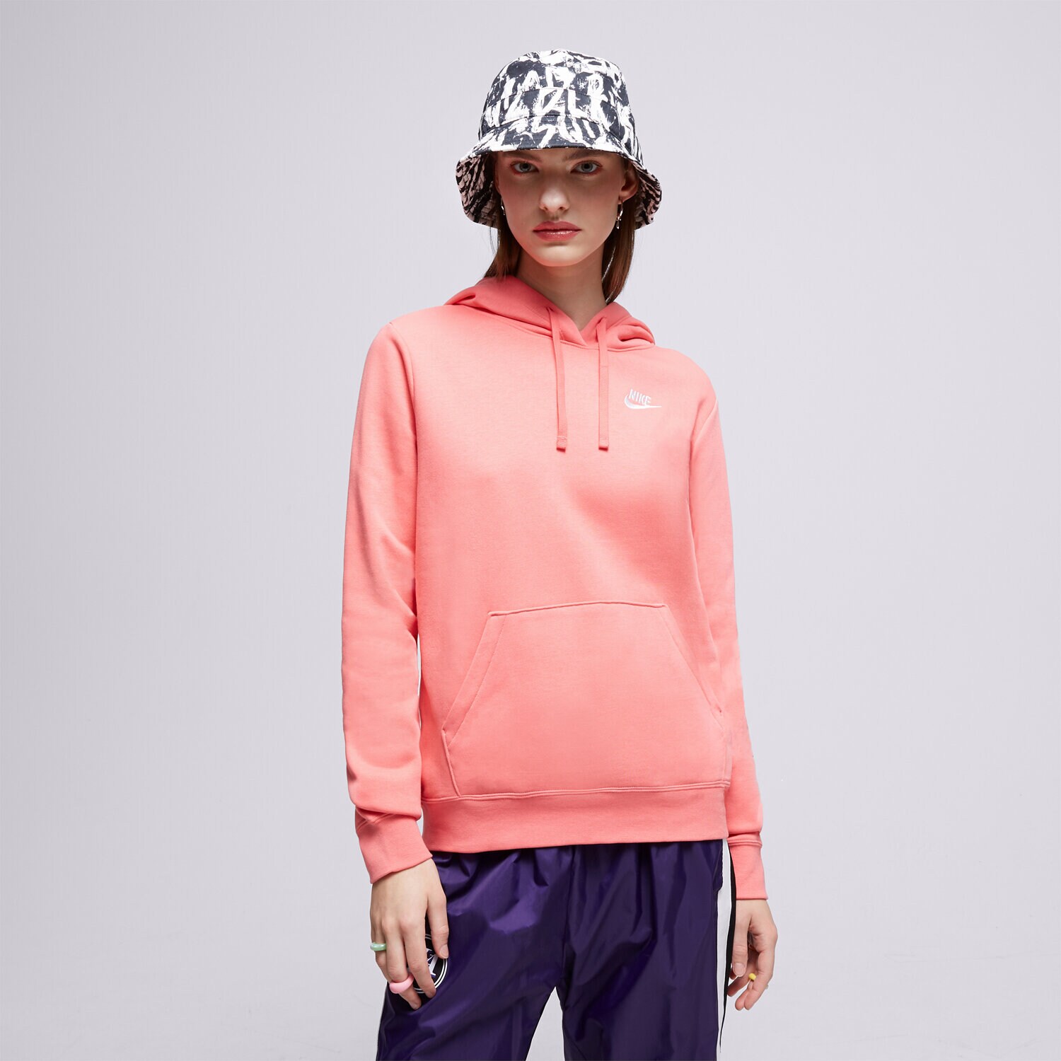 dámská mikina NIKE MIKINA S KAPUCÍ W NSW CLUB FLC PO HDY STD DQ5793-894 RŮŽOVÁ