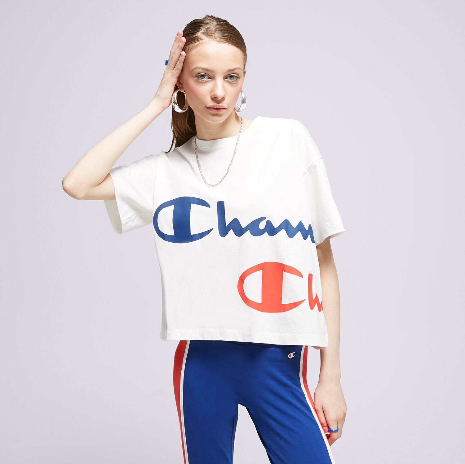 dámské tričko CHAMPION TRIČKO CREWNECK TRIČKO 116230WW001 BÍLÁ