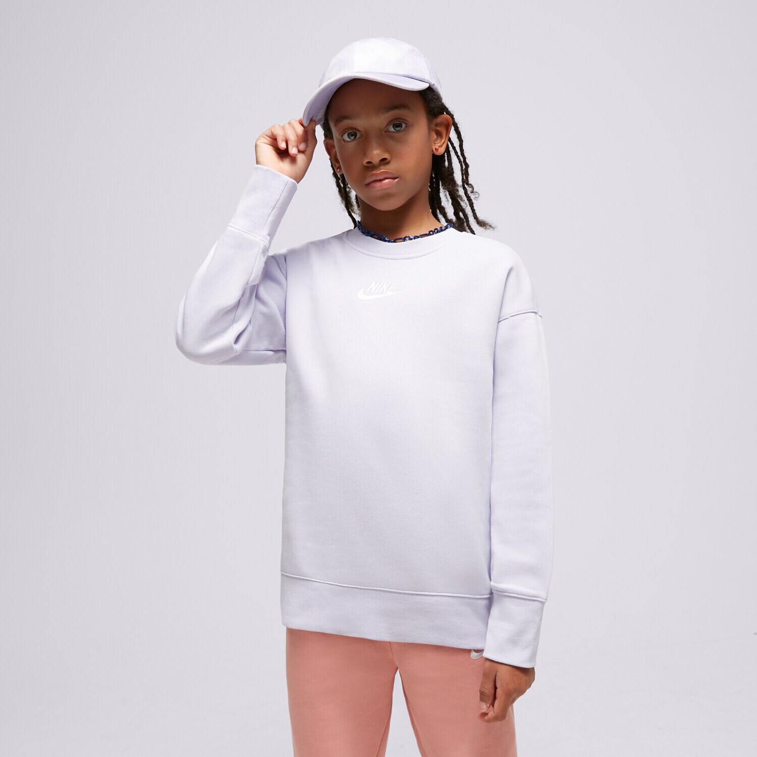 dětská mikina NIKE MIKINA G NSW CLUB FLC BF CREW LBR DD7473-536 MODRÁ