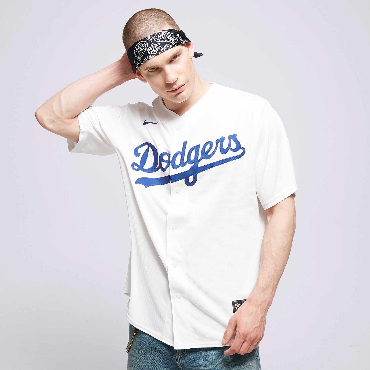 pánská košile NIKE KOŠILE REPLICA HOME LOS ANGELES DODGERS MLB T770-LDWH-LD-XVH BÍLÁ