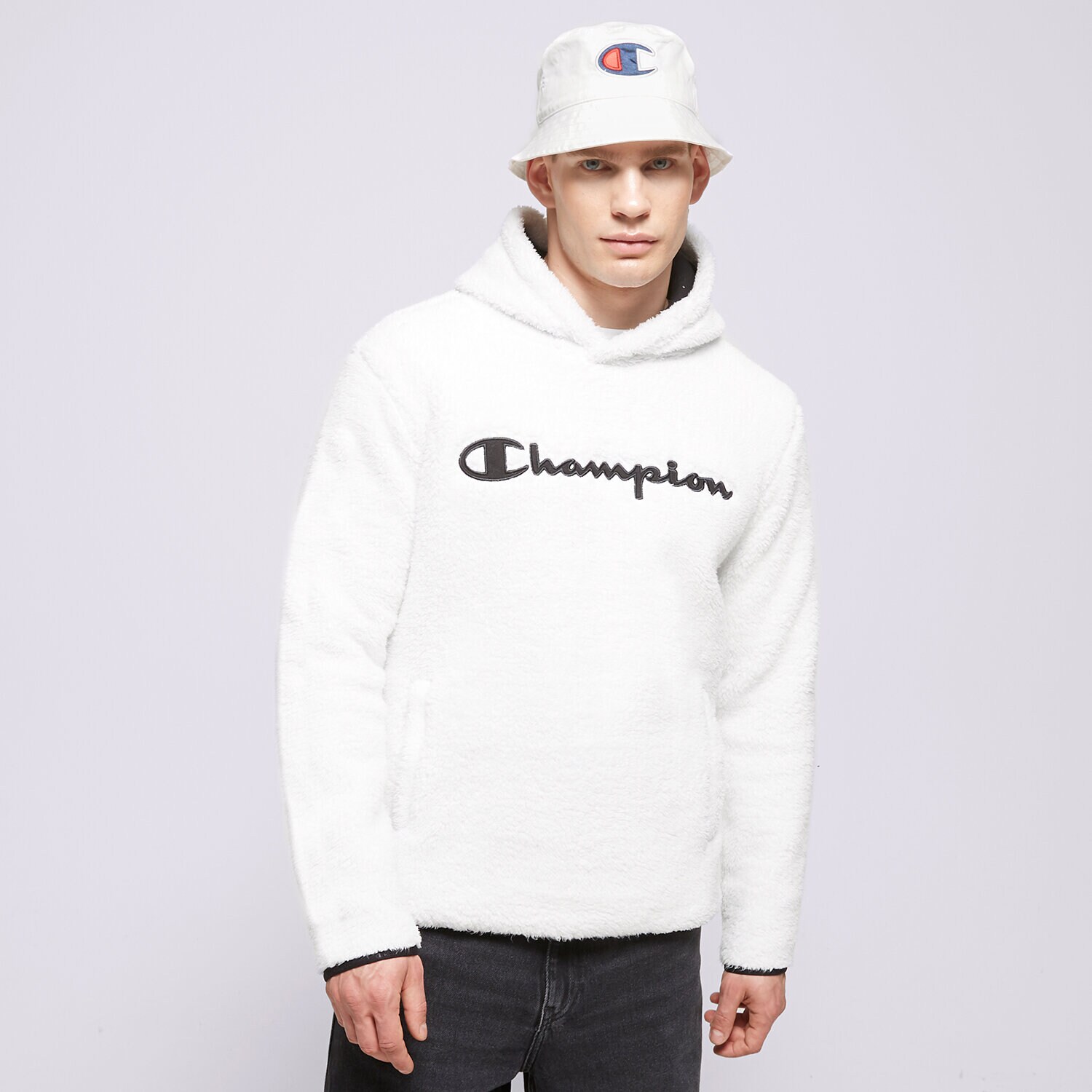 pánská mikina CHAMPION MIKINA S KAPUCÍ HOODED TOP 214973WW033 BÍLÁ