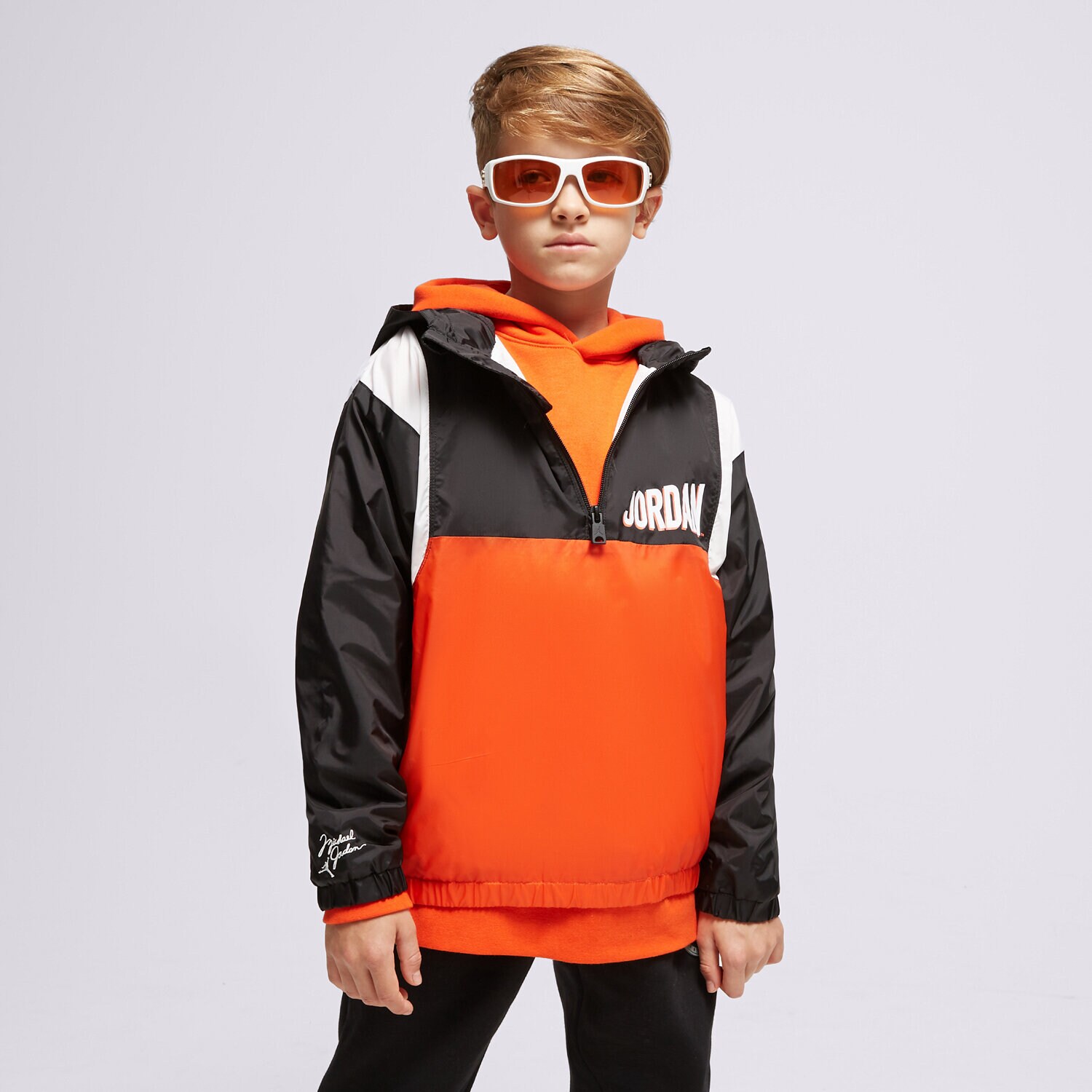 dětské tričko JORDAN BUNDA JDB MVP HOODED WIND JKT BOY 95C237-023 ORANŽOVÁ