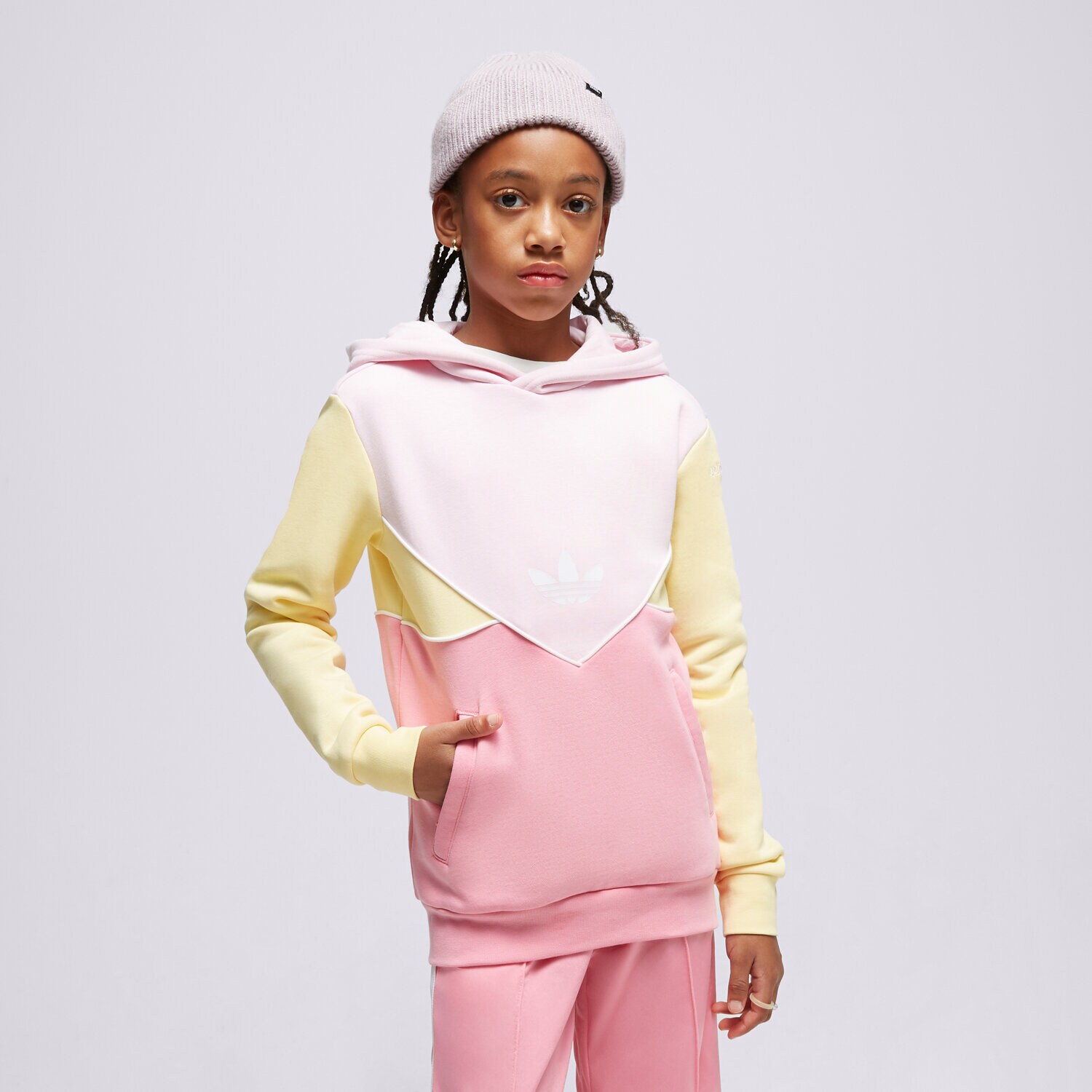 dětská mikina ADIDAS MIKINA S KAPUCÍ HOODIE GIRL H60090 RŮŽOVÁ