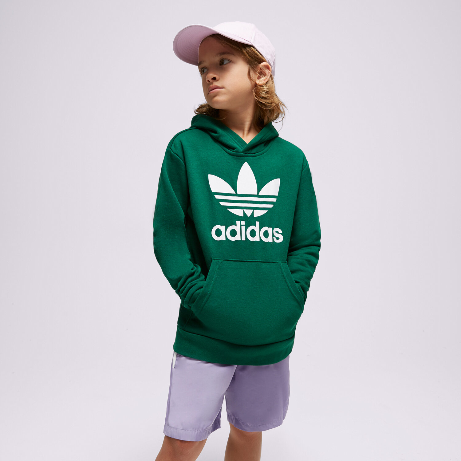 dětská mikina ADIDAS MIKINA S KAPUCÍ TREFOIL HOODIE BOY IB9984 ZELENÁ