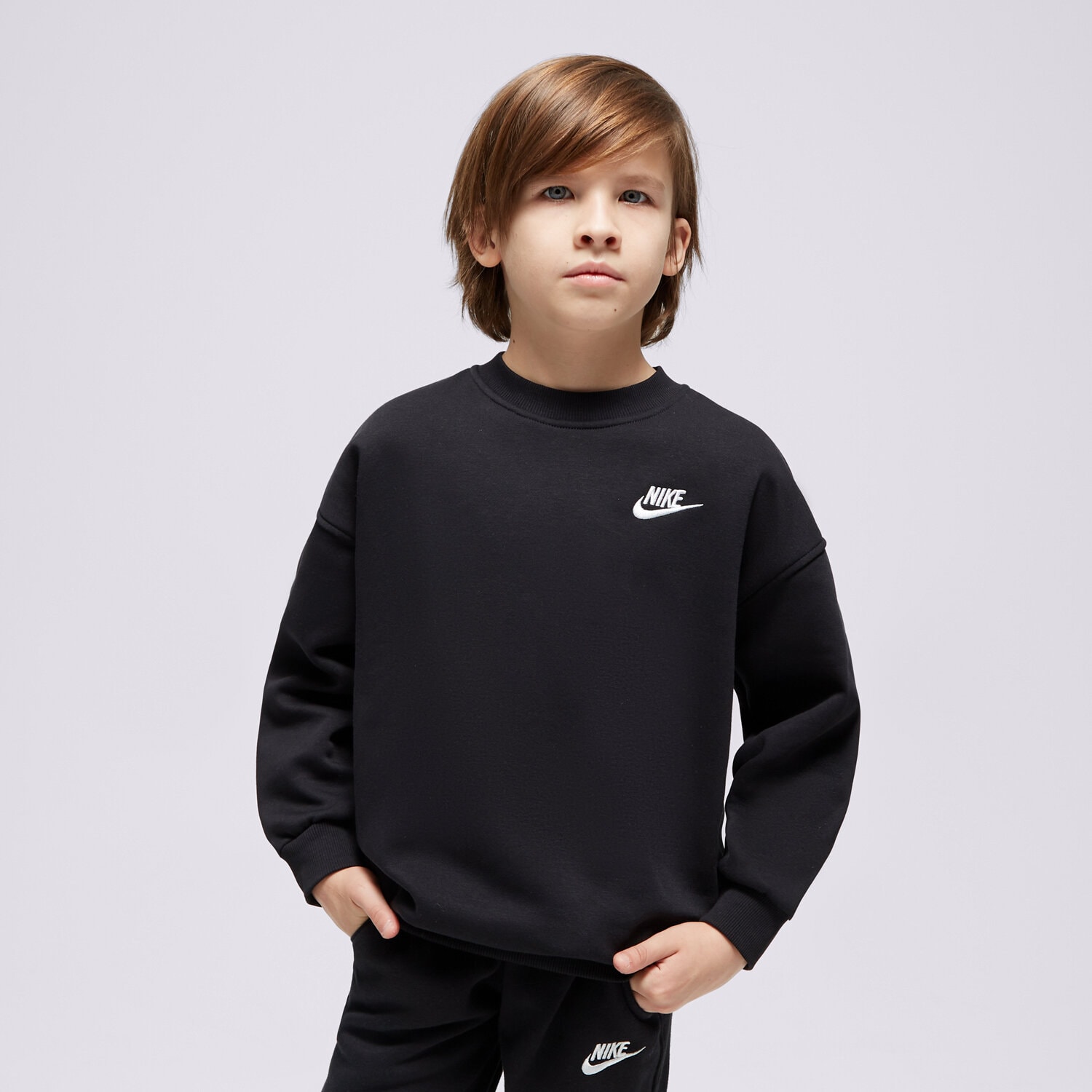 dětská mikina NIKE MIKINA G NSW CLUB FLC OVRSZD CREW U FD2923-010 ČERNÁ