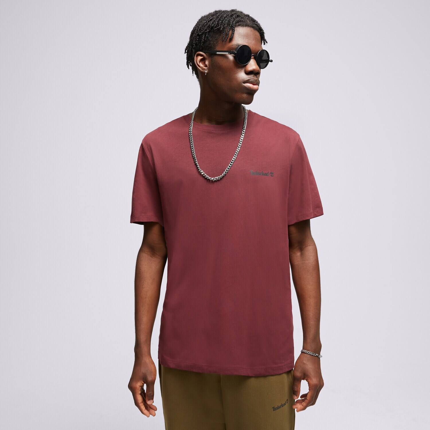 pánské tričko TIMBERLAND TRIČKO SMALL LOGO PRINT LOGO TEE TB0A5PGZI301 BORDOVÁ