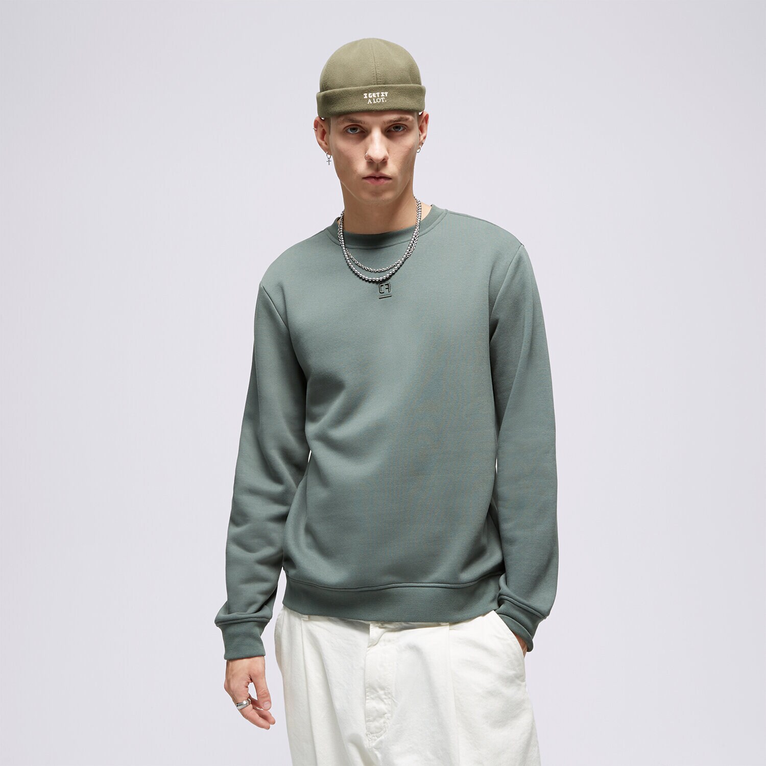 pánská mikina CONFRONT MIKINA ESSENTIAL CREW GREEN CF323BLM11001 ZELENÁ