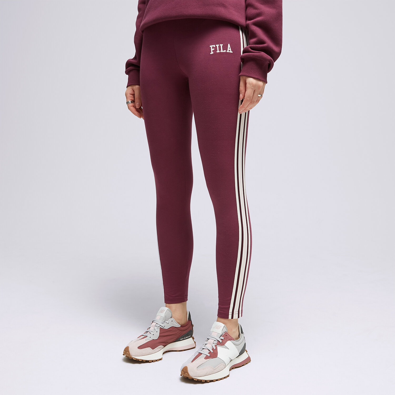 dámské kalhoty FILA LEGGINGS STRIPE LEGGNG BRG/PK ADELASIAGRAPE BORDOVÁ