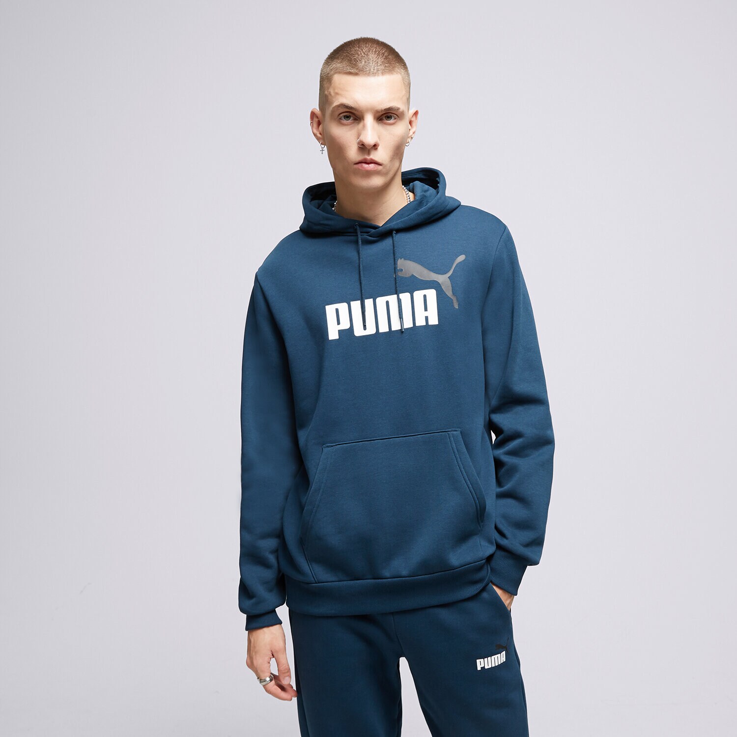 pánská mikina PUMA MIKINA S KAPUCÍ CORE LL HD MARINA BLUE 58676471 MODRÁ