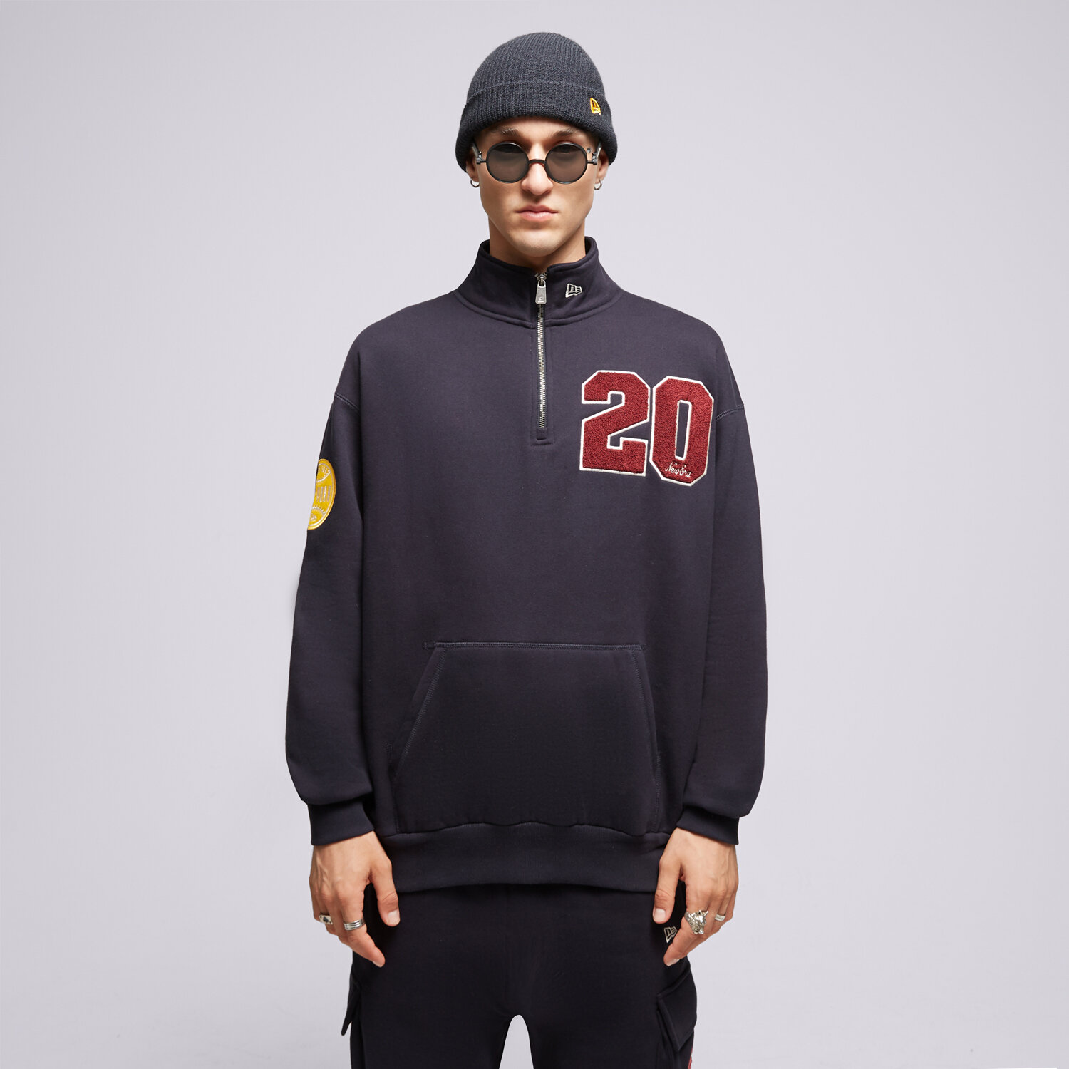 pánská mikina NEW ERA MIKINA ROZEPÍNACÍ NE QUARTER ZIP NONE 60416405 TMAVOMODRÁ