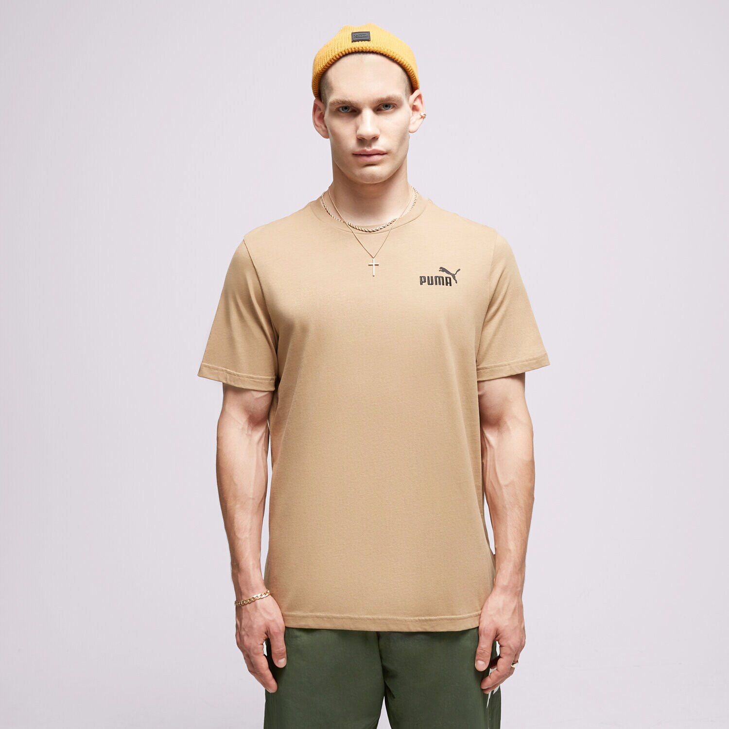 pánské tričko PUMA TRIČKO ESS ELEVATED EMBROIDERED 67597385 BÉŽOVÁ