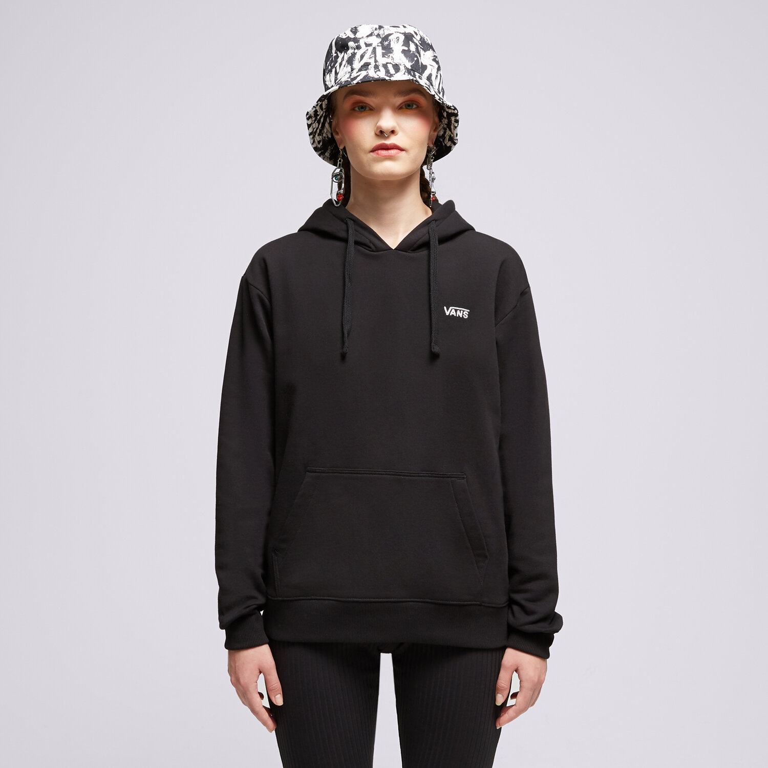 dámská mikina VANS MIKINA S KAPUCÍ FLYING ČERNÁ VN00046YBLK1 ČERNÁ