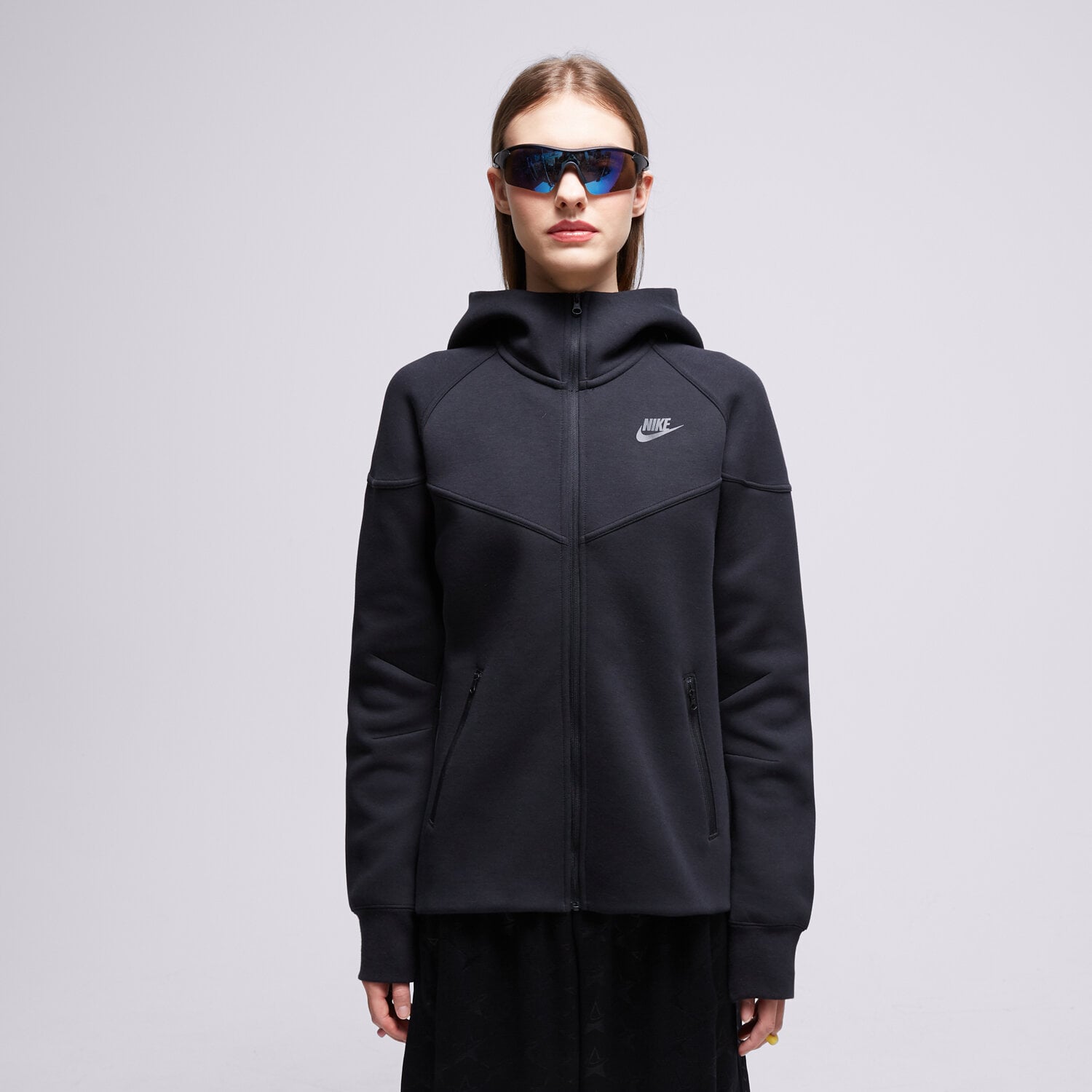 dámská mikina NIKE MIKINA S KAPUCÍ W NSW TCH FLC WR FZ HDY FB8338-010 ČERNÁ