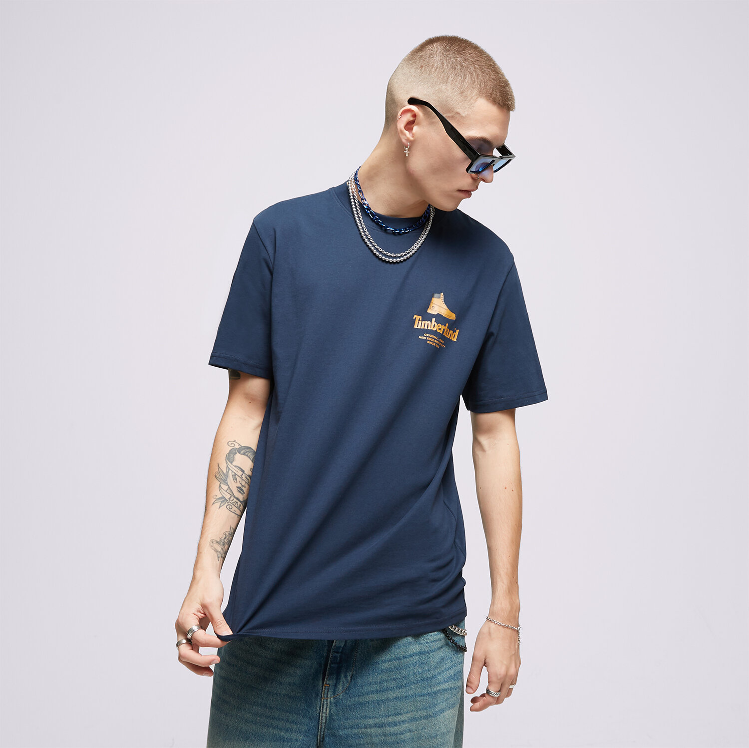 pánské tričko TIMBERLAND TRIČKO SS BOOT LOGO TEE BOX TB0A6GEH4331 TMAVOMODRÁ
