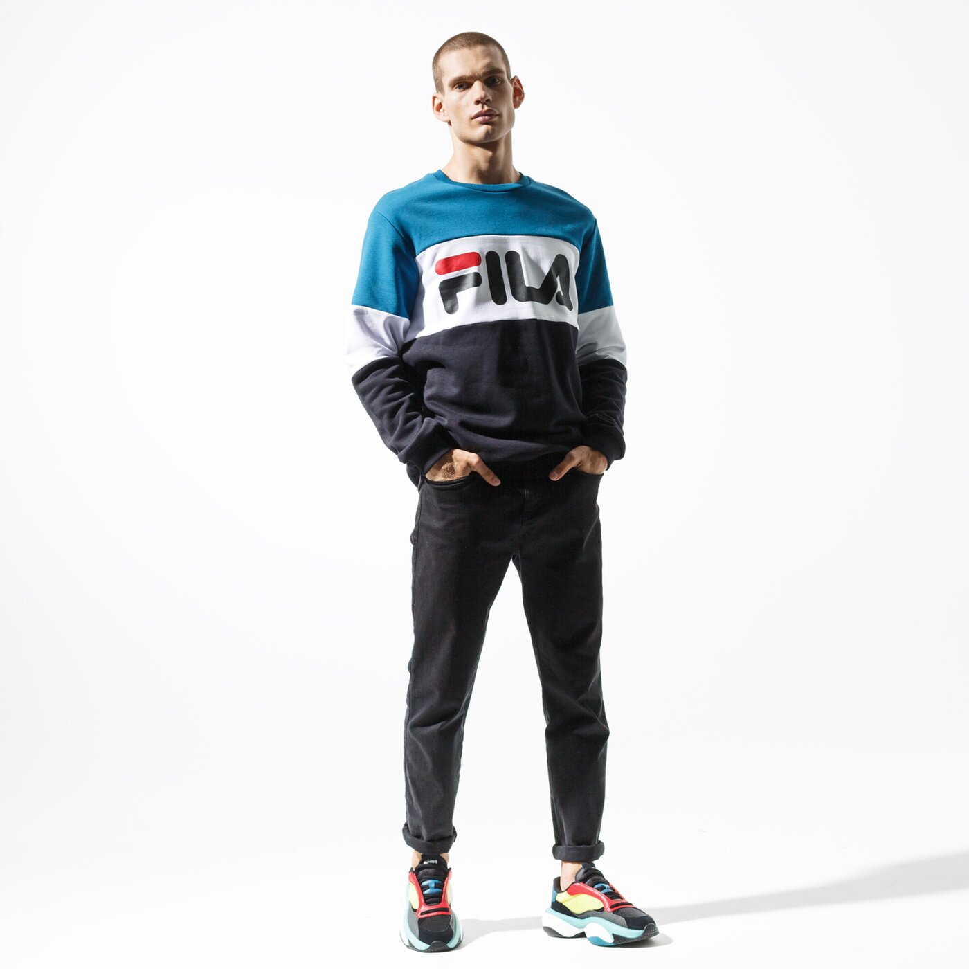 fila straight blocked crew sweat