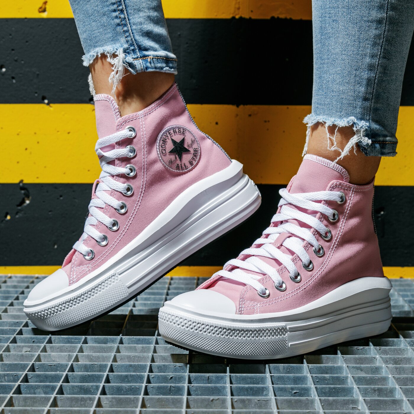 pink and white converse